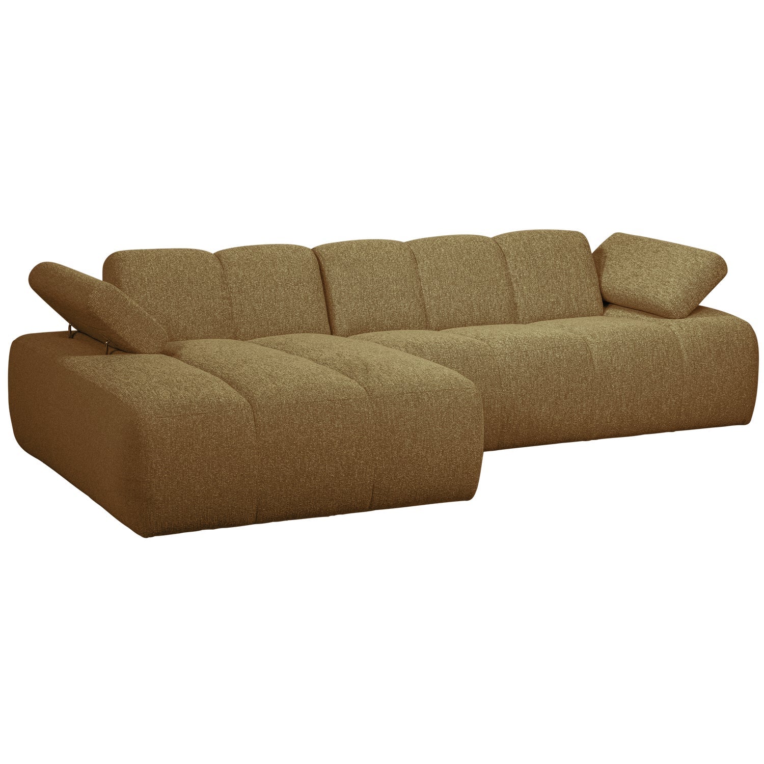 Left-facing modular corner sofa MOJO in dark honey bouclé