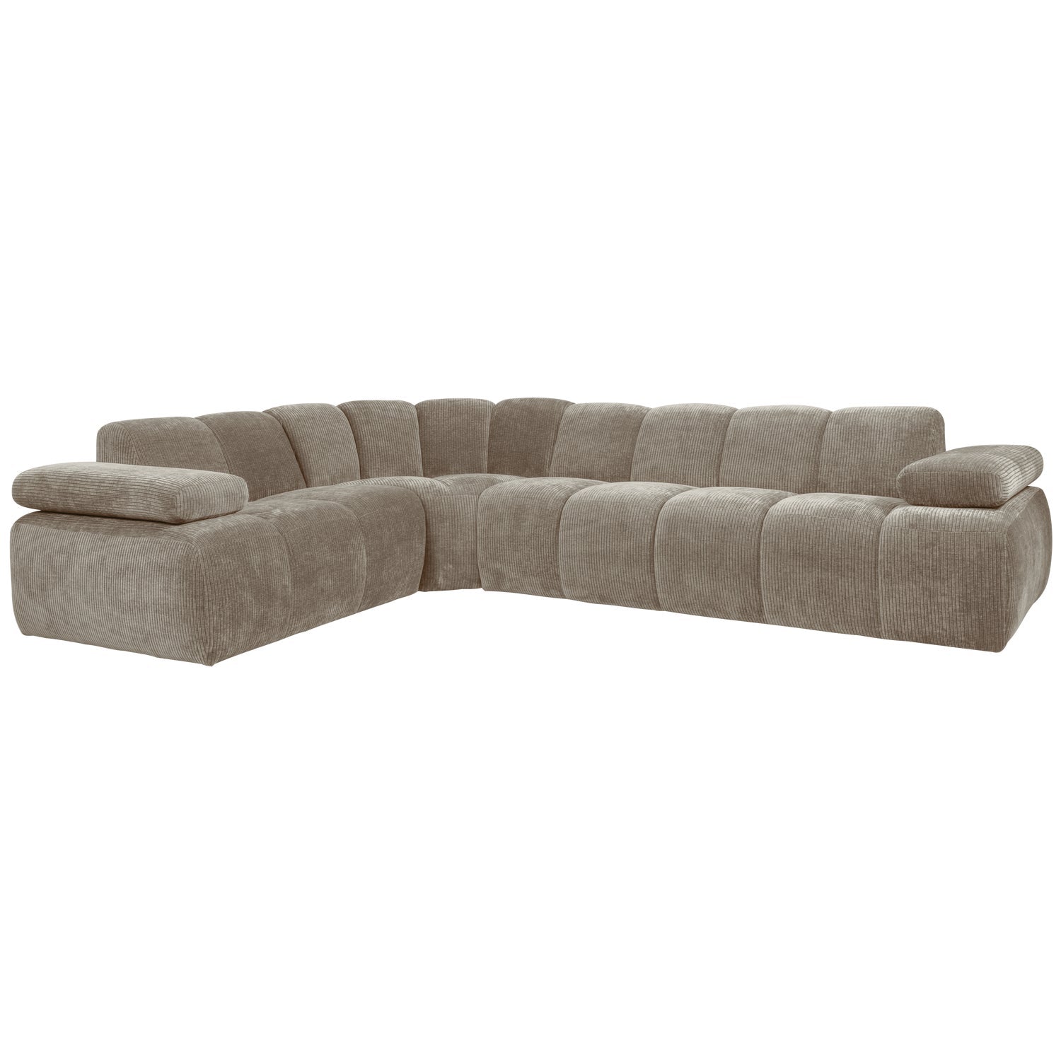Left-facing modular corner sofa for 6 people MOJO in dark sandy corduroy