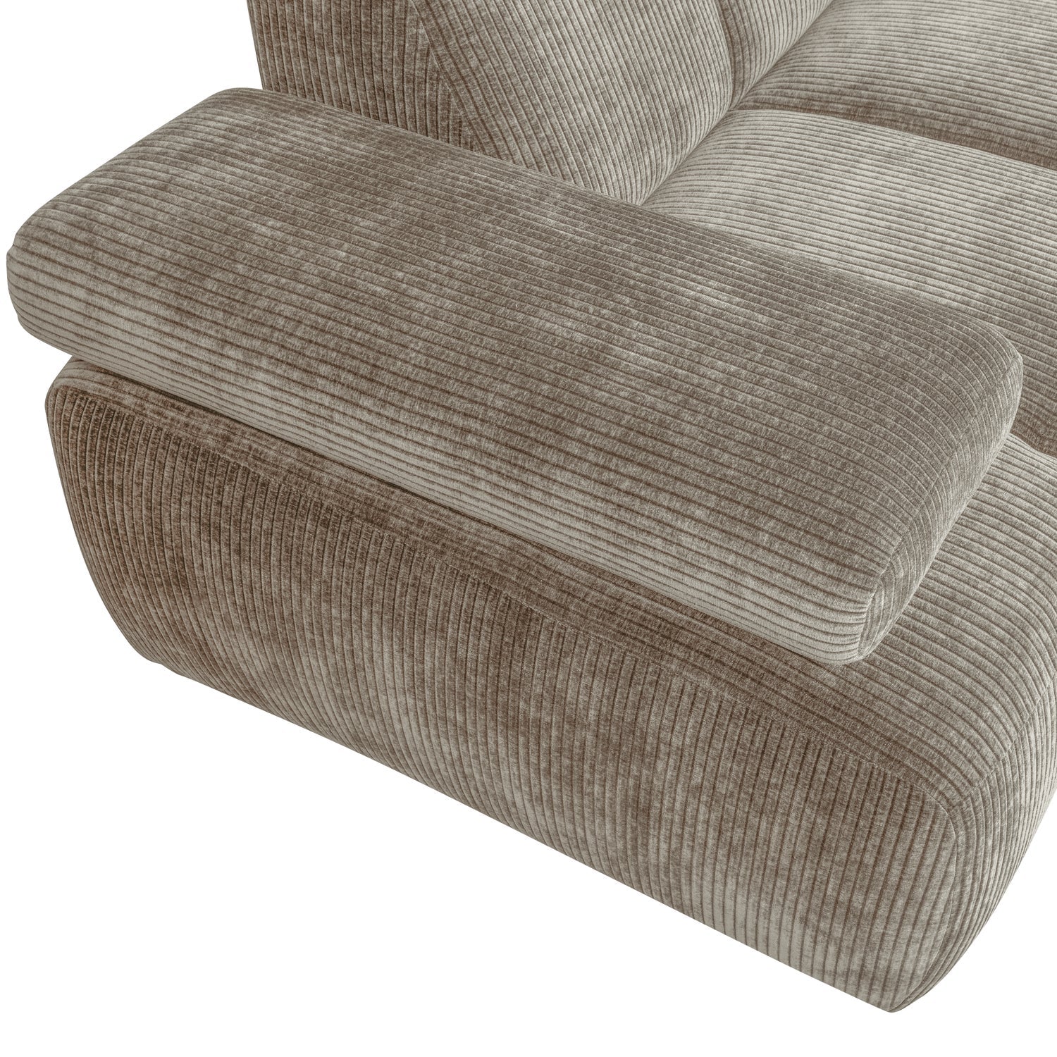 Right-facing modular corner sofa for 6 people MOJO in dark sandy corduroy