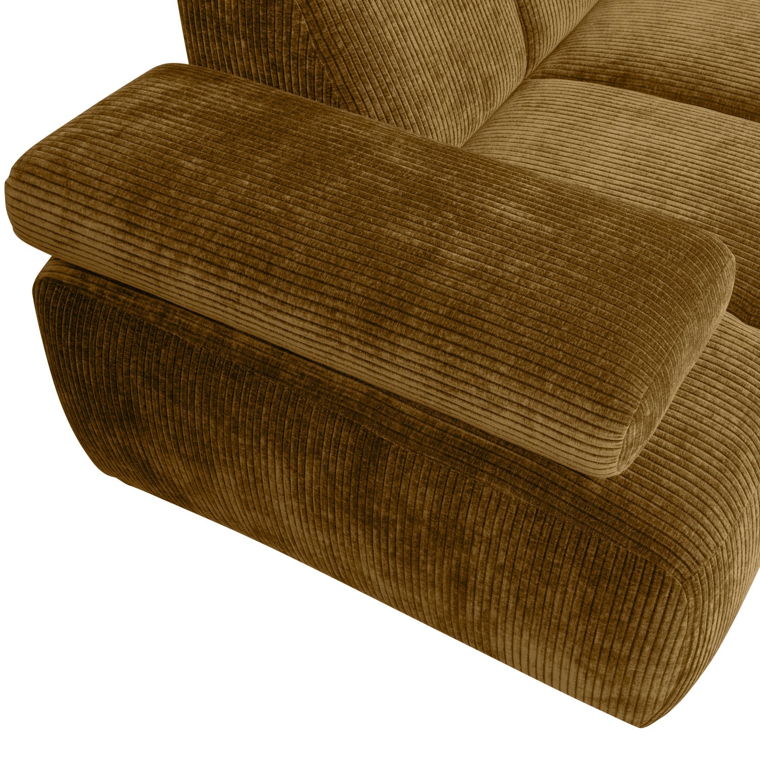 Right-facing modular corner sofa for 6 people MOJO in dark honey corduroy