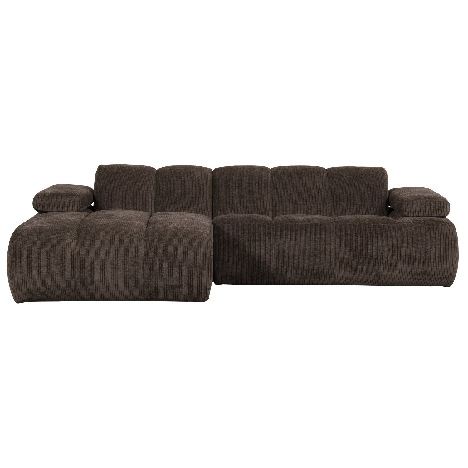 Left-facing modular corner sofa MOJO in dark brown corduroy