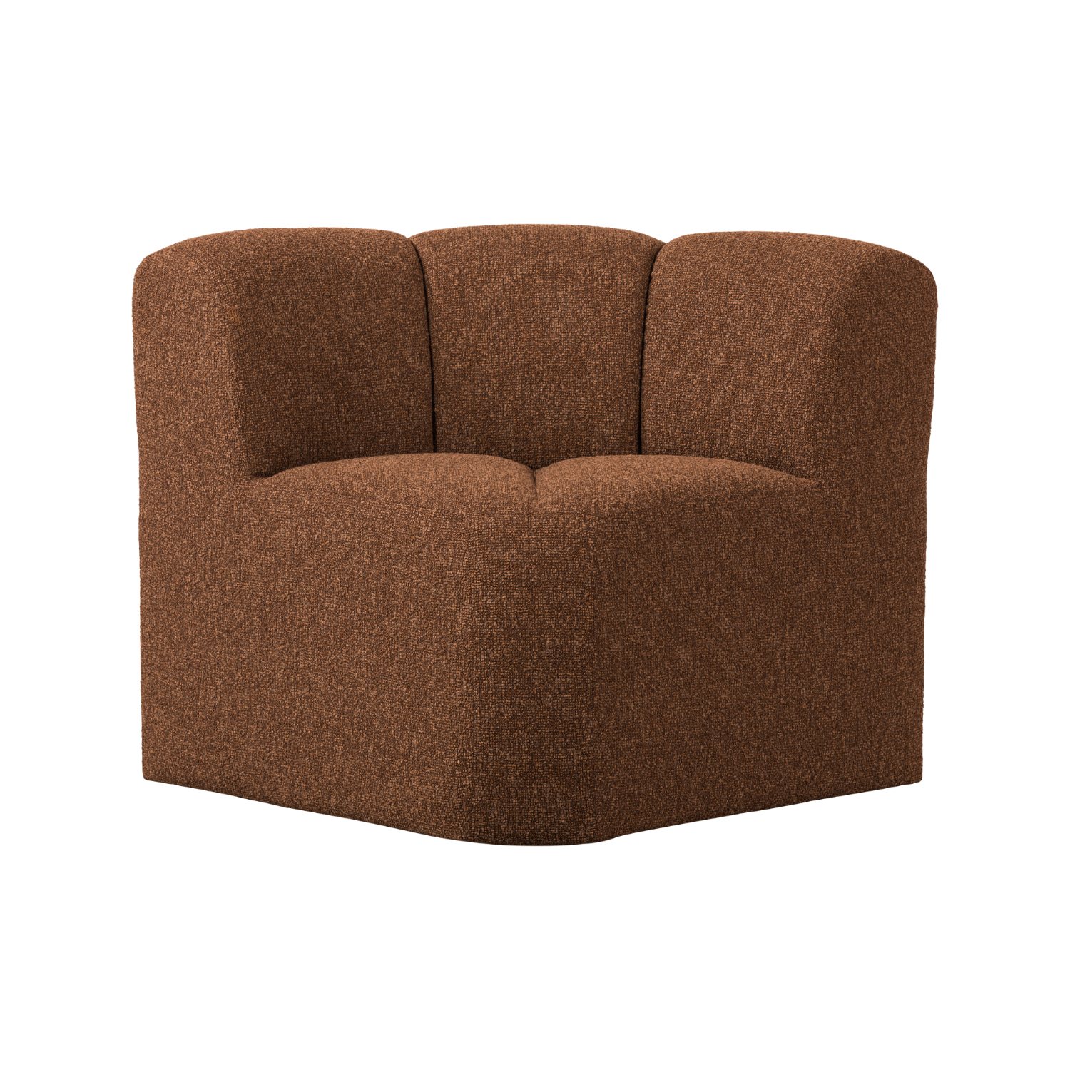 Sofa modułowa MOJO BENCH - element narożny rdzawy brązowy melanż boucle – Woood