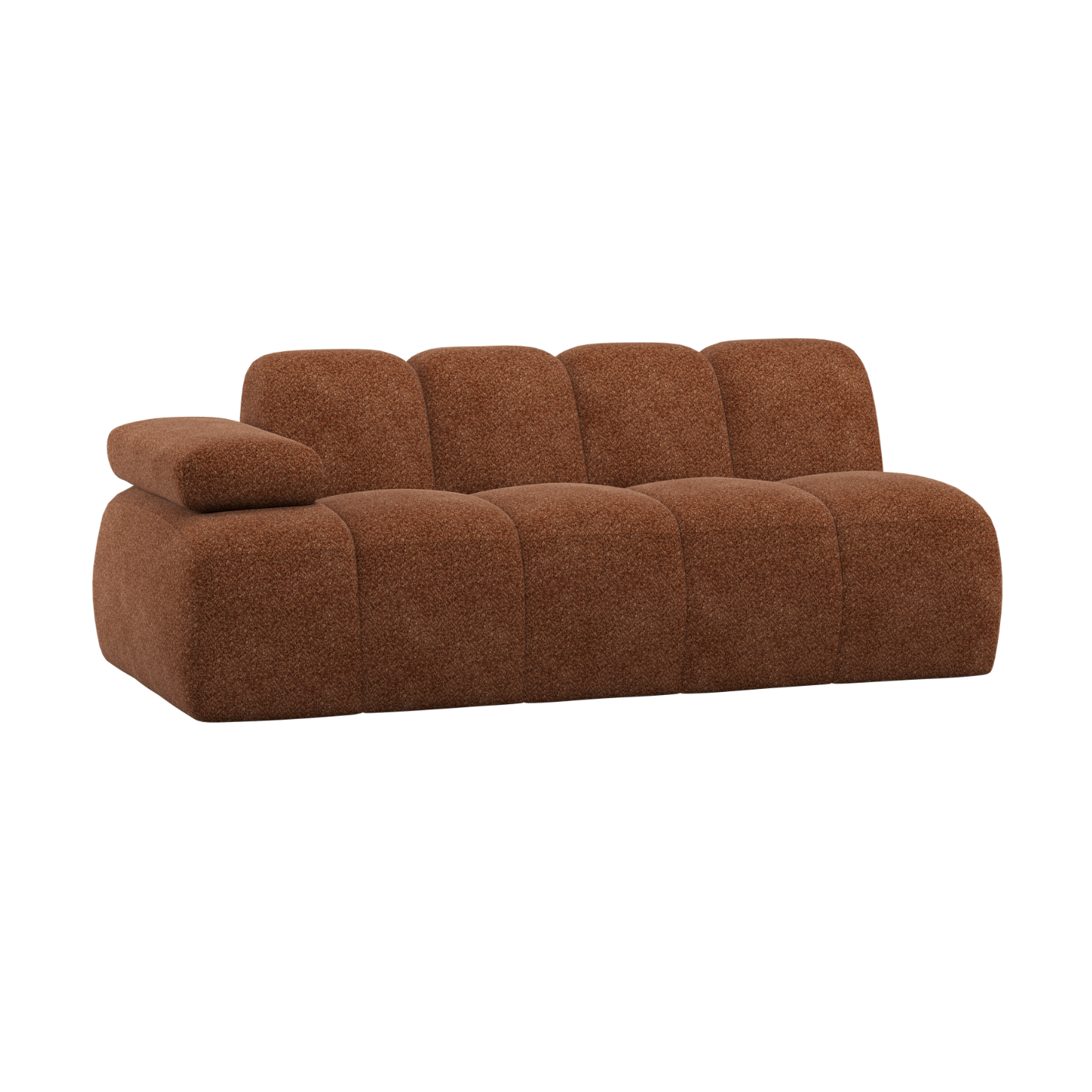 Sofa modułowa MOJO - element 2-osobowy lewostronny rdzawy brązowy baranek – Woood