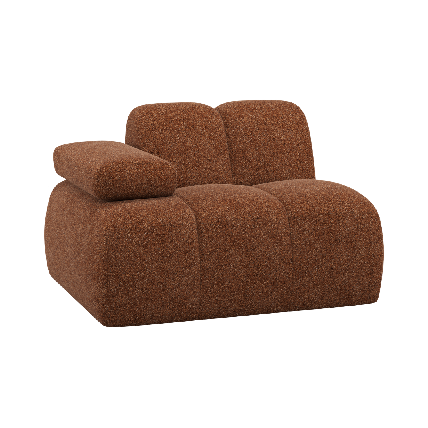Sofa modułowa MOJO - element lewostronny rdzawy brązowy baranek – Woood