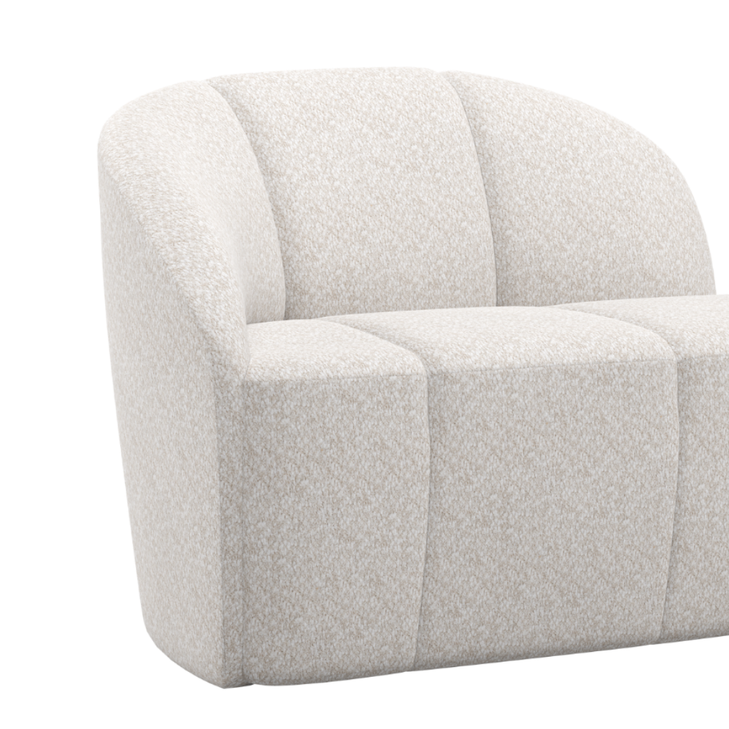 Left-facing 2-seater Sofa MOJO ecru lambskin
