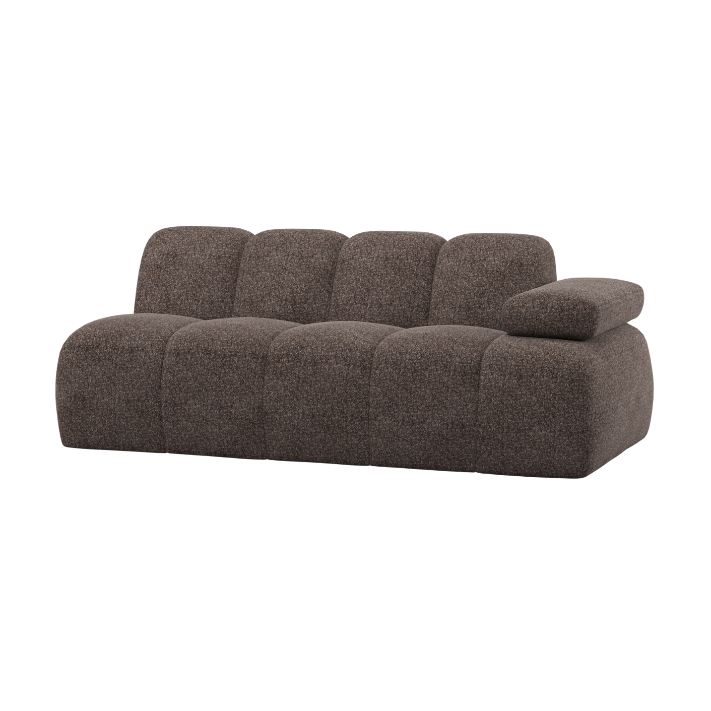 Modulares Sofa MOJO - 2-sitziges Element rechtsseitig braun Schafswolle