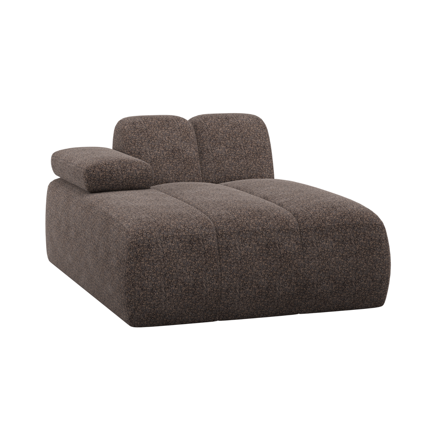 MOJO Modular Sofa - Left-Arm Brown Sheep Fabric Chaise Lounge