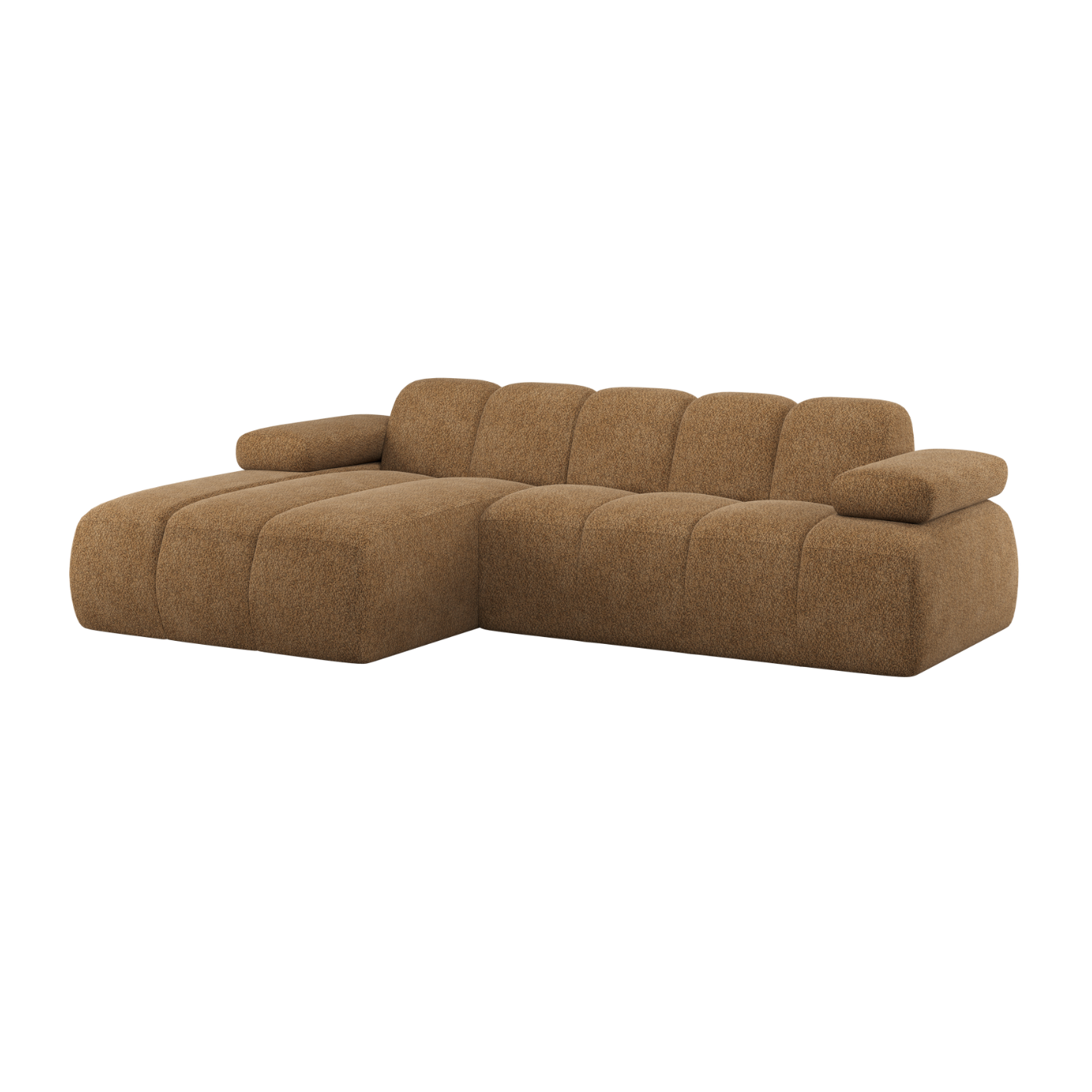 Modularer Links-Ecksofa MOJO in Honigfarbenem Schafsfell