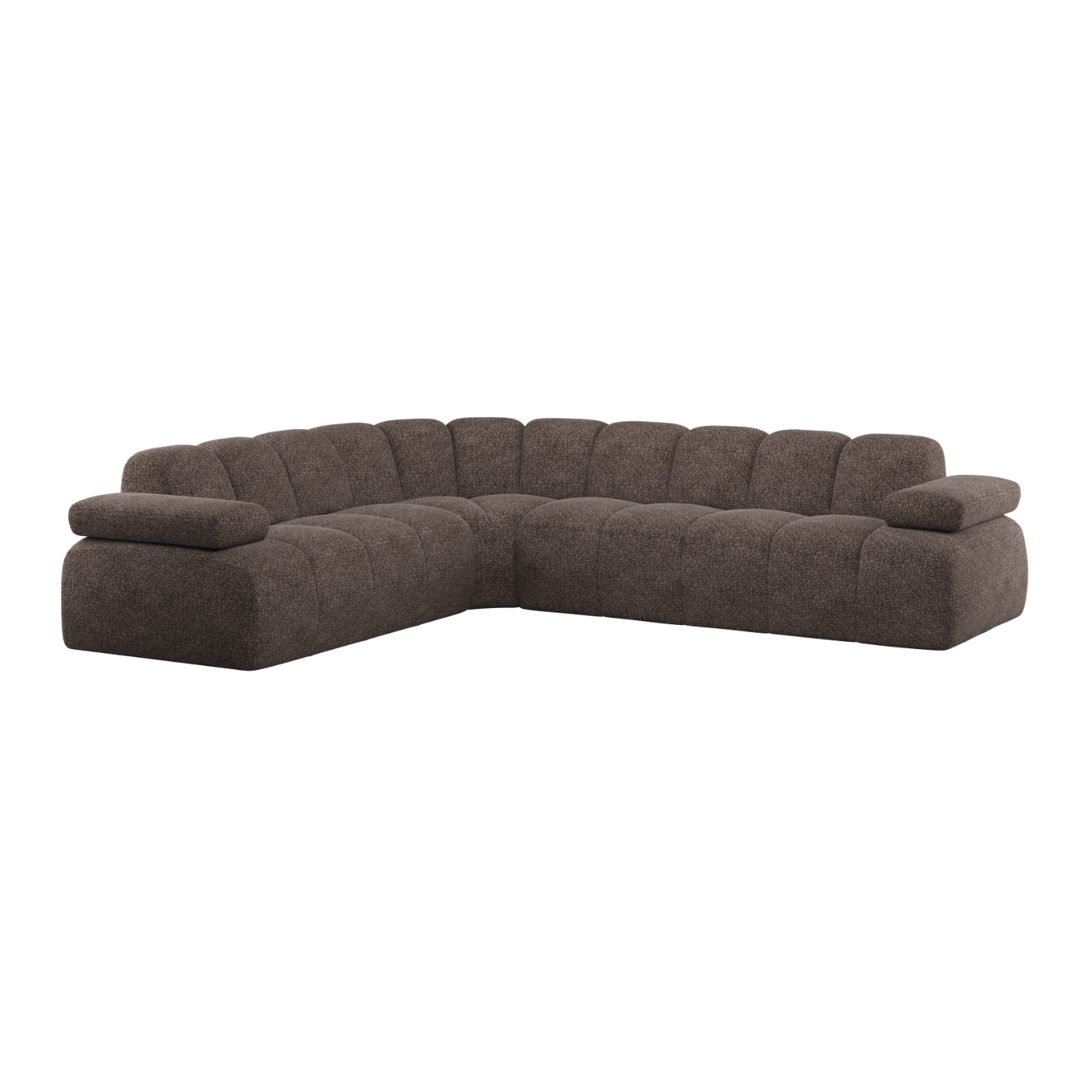 Left-facing modular sofa for 6 people MOJO in brown boucle