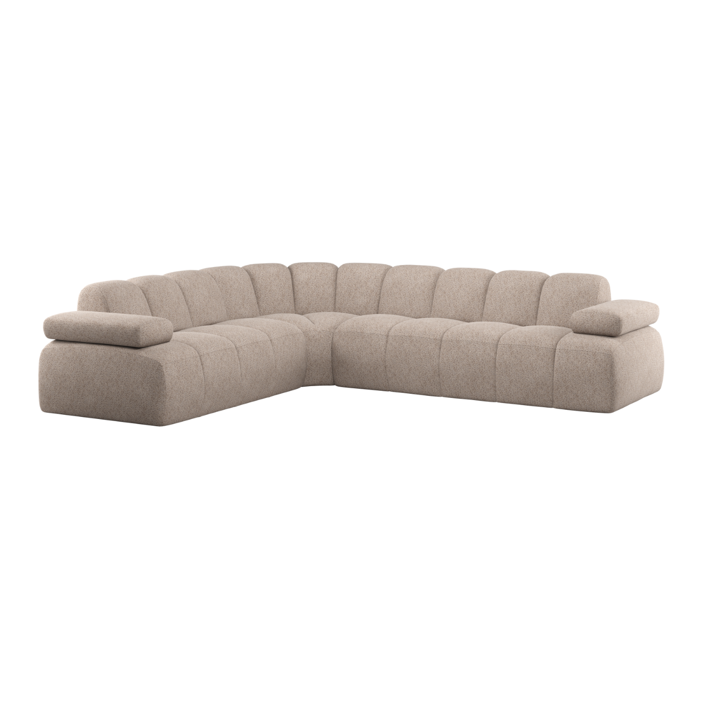 Modularer Links-Ecksofa für 6 Personen MOJO sandfarbener Schafwolle