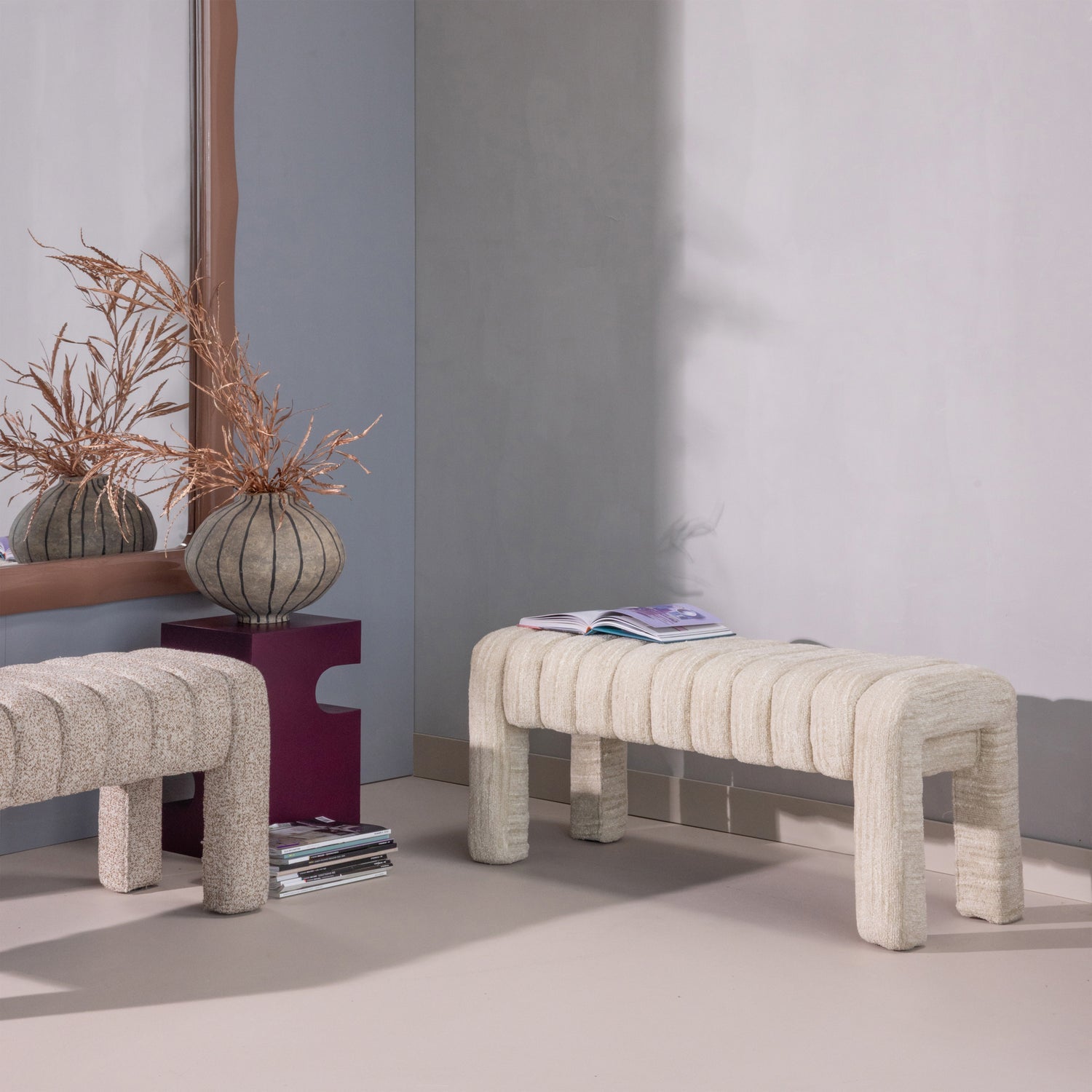 FREX Bench in Beige Boucle