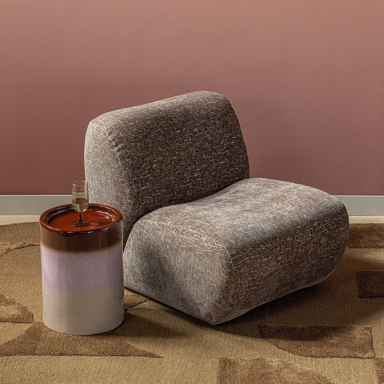 OLLO Pink Side Table with Brown