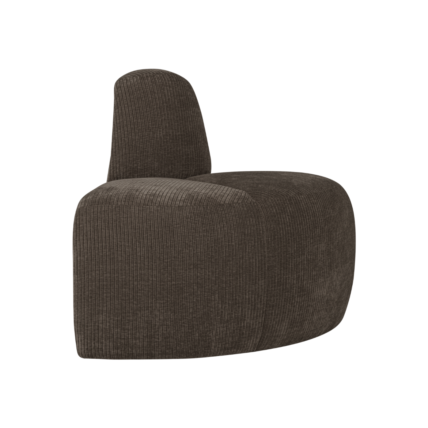 Modulares Sofa MOJO BENCH - abgerundetes Eckelement in braunem Cordstoff