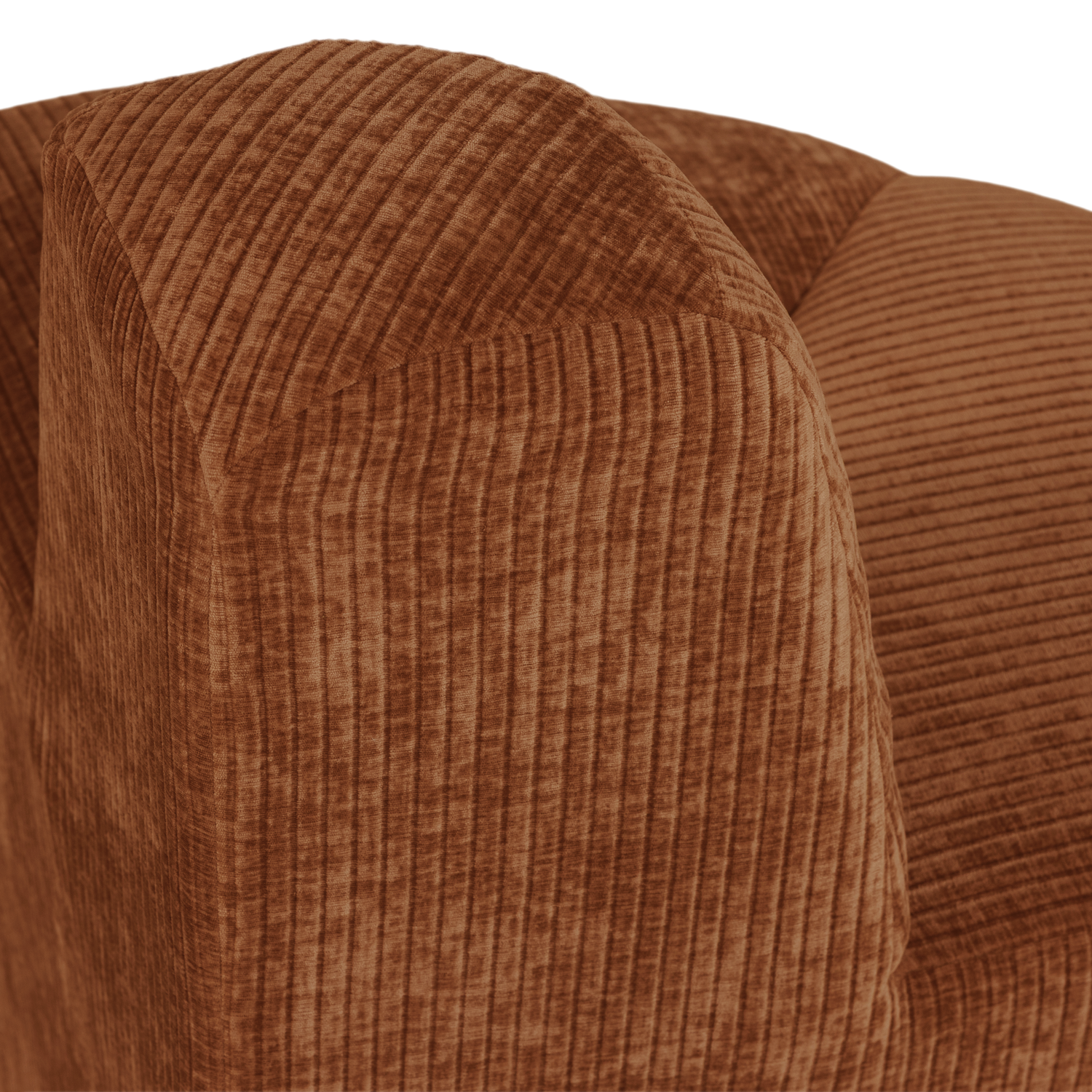 Modulares Sofa MOJO - abgerundetes Eckelement in ziegelbraunem Cord