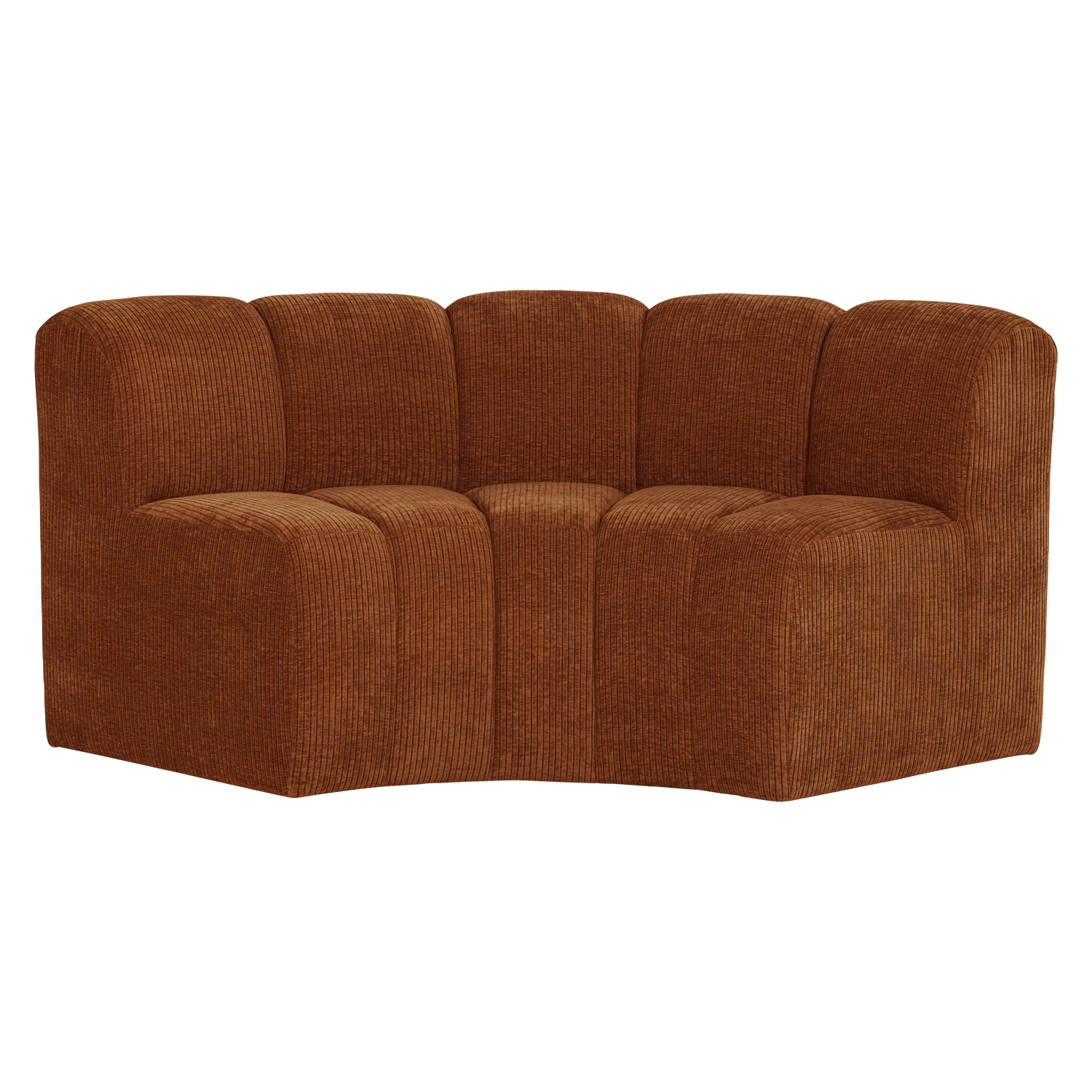 MOJO Modular Sofa - Curved Corner Element in Brick Brown Corduroy