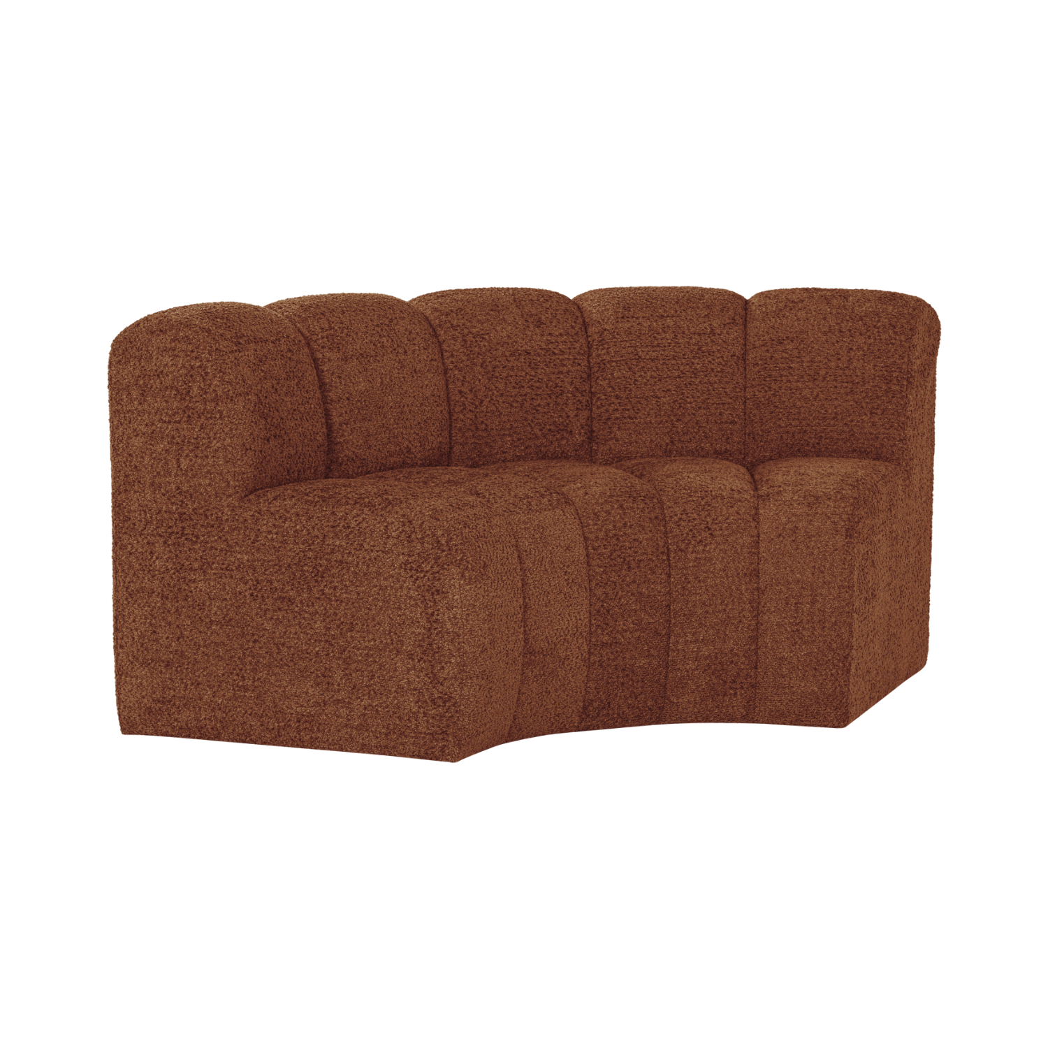 Sofa modułowa MOJO BENCH - element narożny półokrągły rdzawy brązowy baranek – Woood