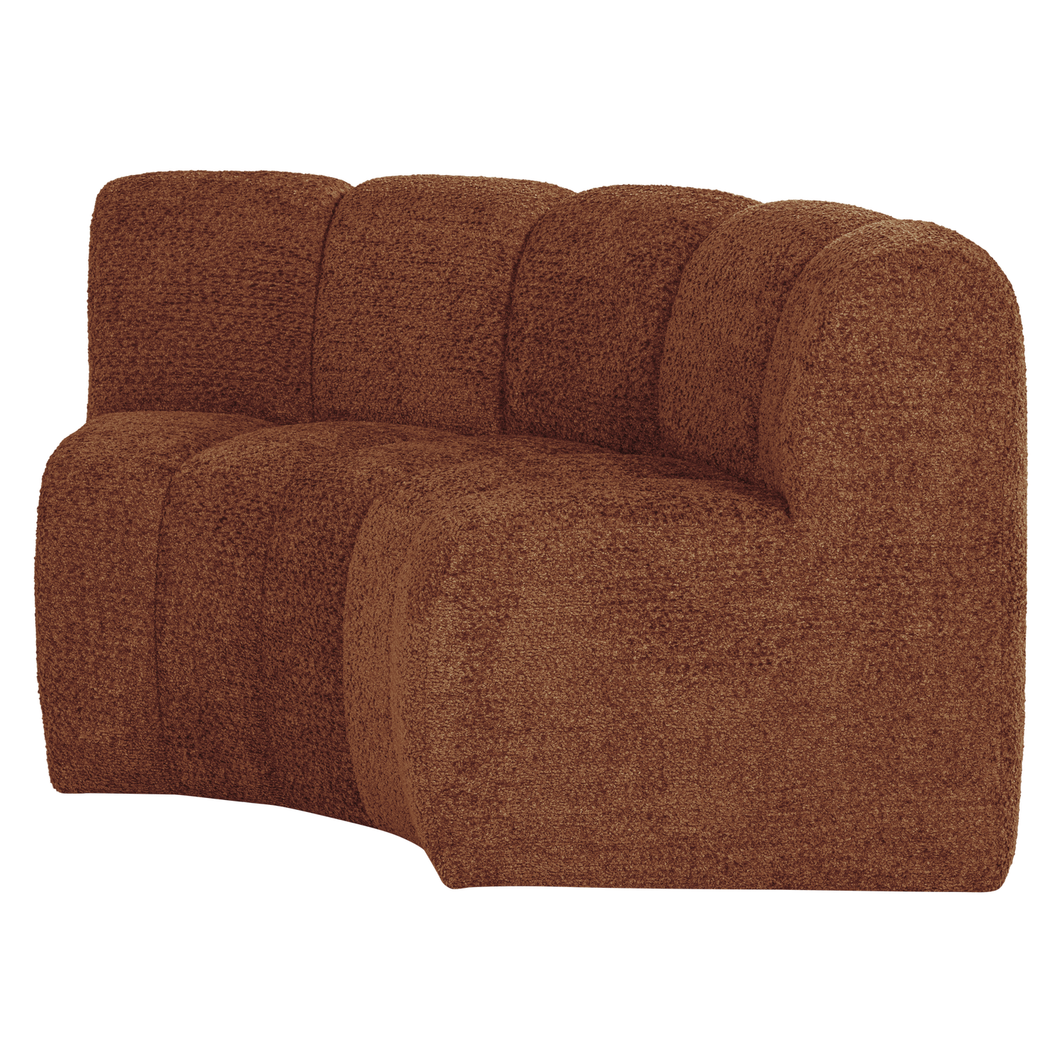 Sofa modułowa MOJO BENCH - element narożny półokrągły rdzawy brązowy baranek – Woood