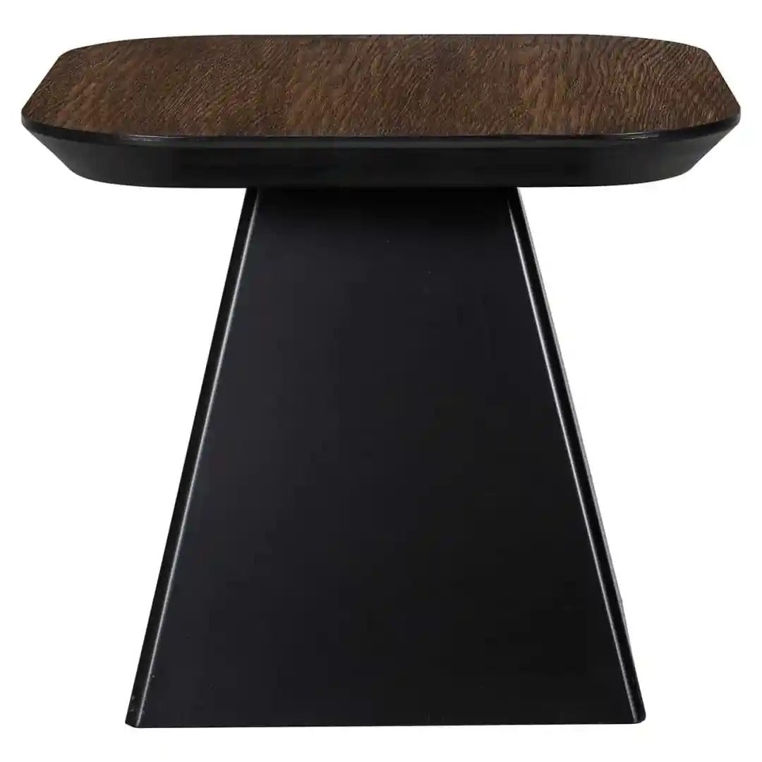BONVOY side table with a brown top and black base