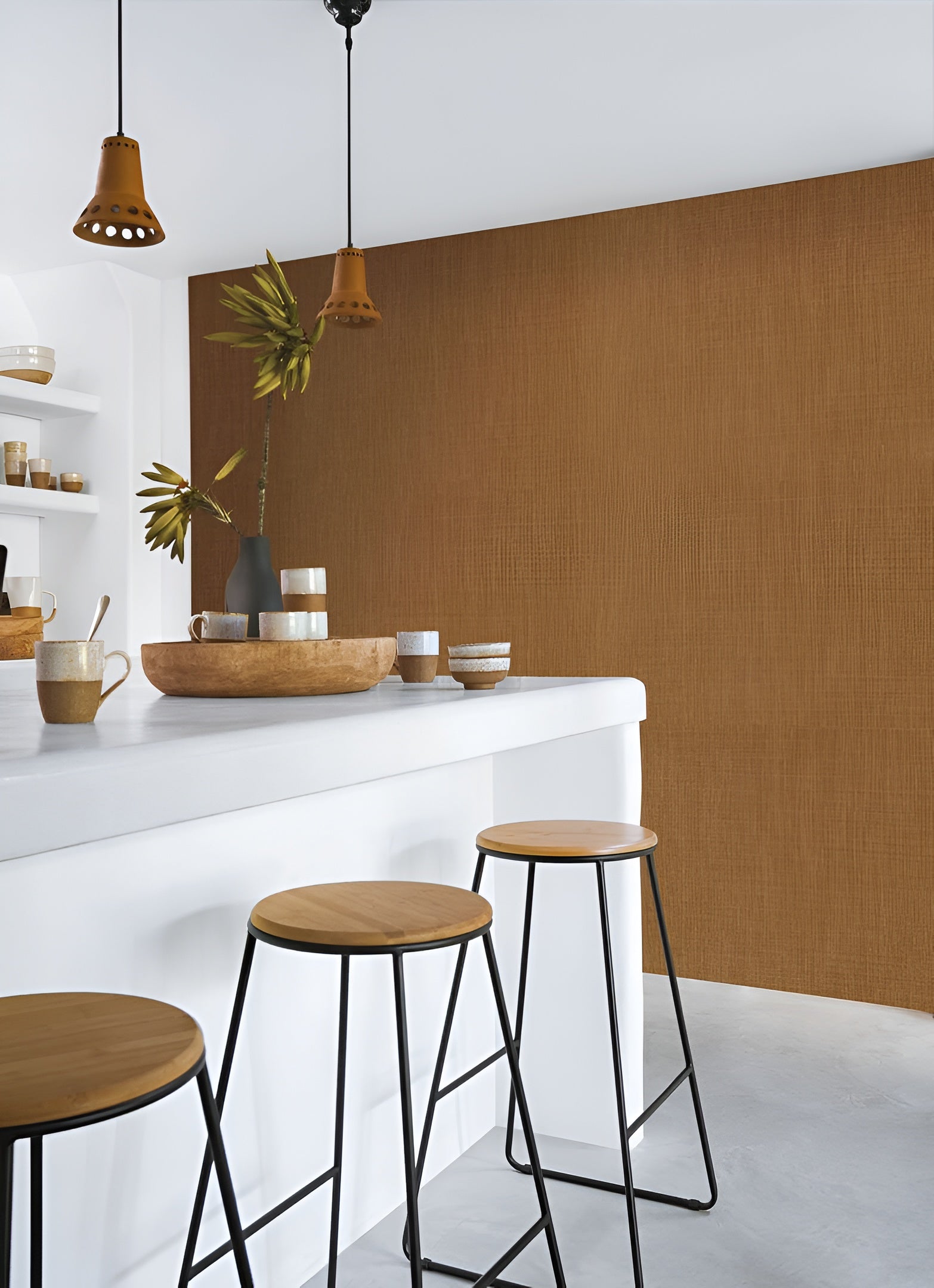 Strukturierte Tapete, die Leinenstoff imitiert SHINOK - MATCHA matcha