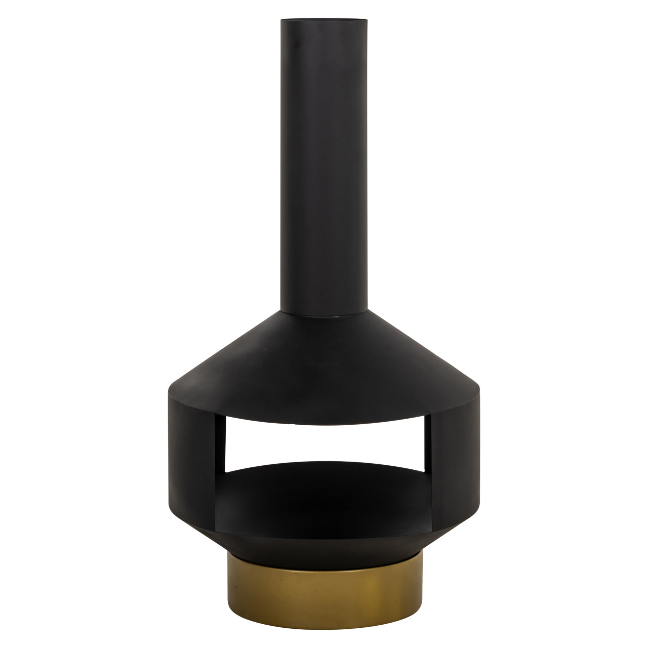 Gartenkamin QUINN schwarz mit goldenem Sockel