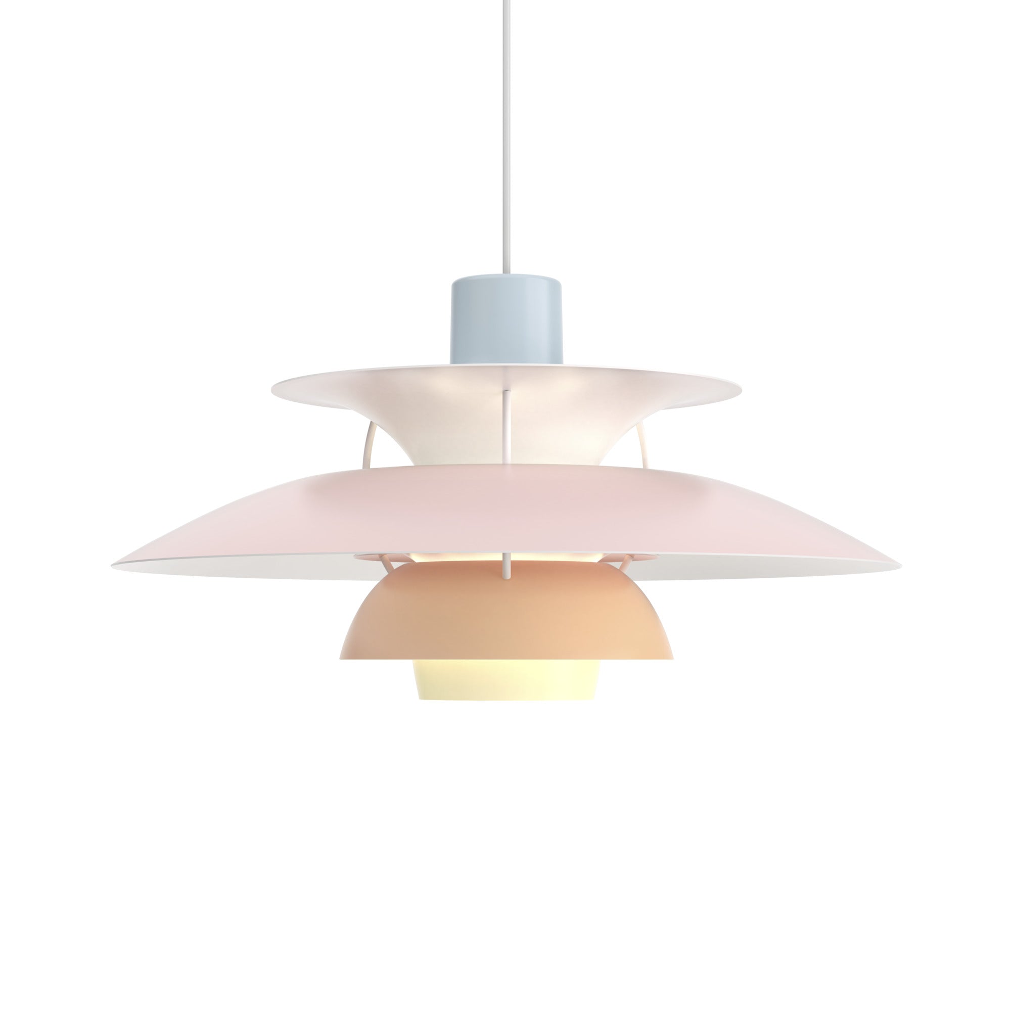 PH 5 pendant lamp pastel blue with pink and peach