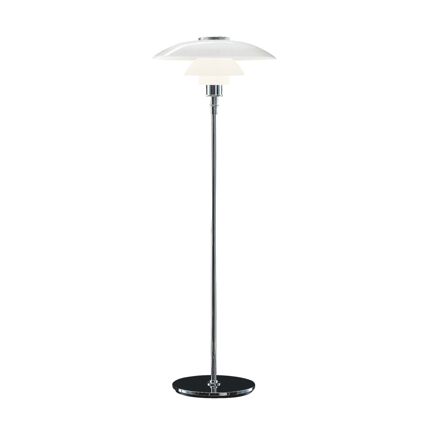 Stehlampe PH 4½-3½ weiß mit verchromtem Fuß