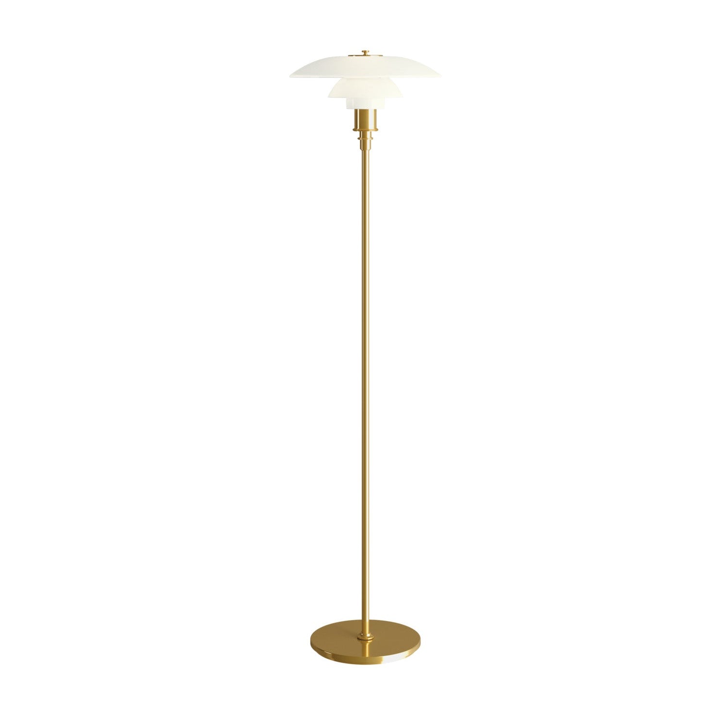 PH 3½-2½ white floor lamp with brass base