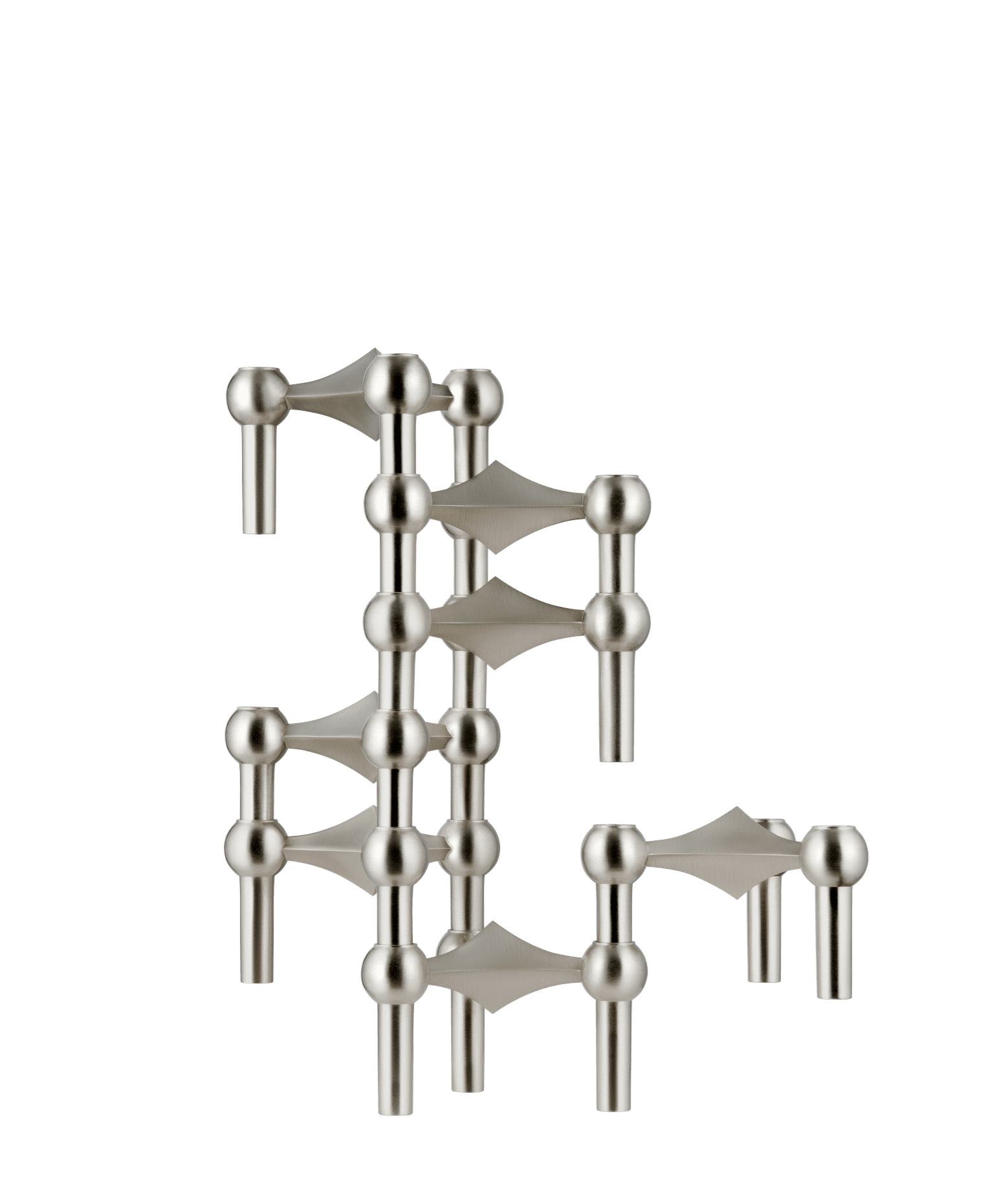 STOFF NAGEL Brushed Chrome Candle Holder Set