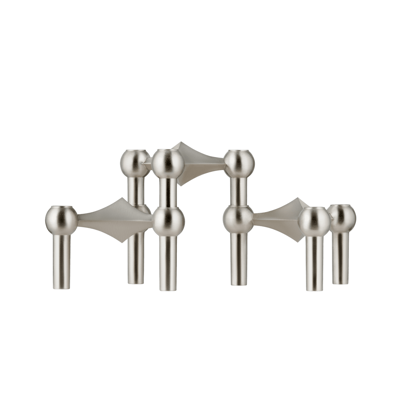 STOFF NAGEL Brushed Chrome Candle Holder Set