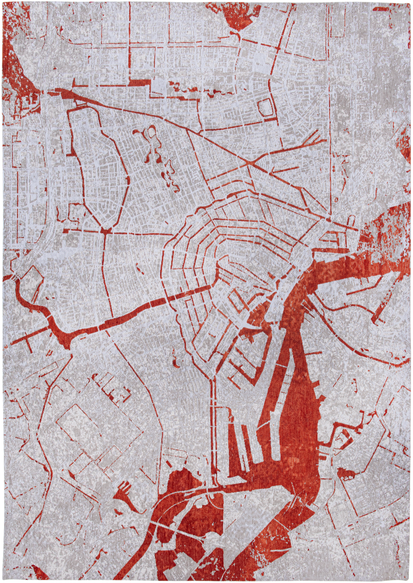Dywan okrągły CITIES AMSTERDAM ORANGE CUT czerwony – Louis de Poortere