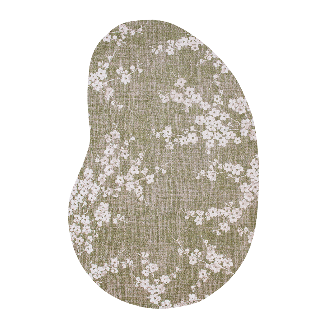 Ovaler Teppich SAKURA grün mit weiß
