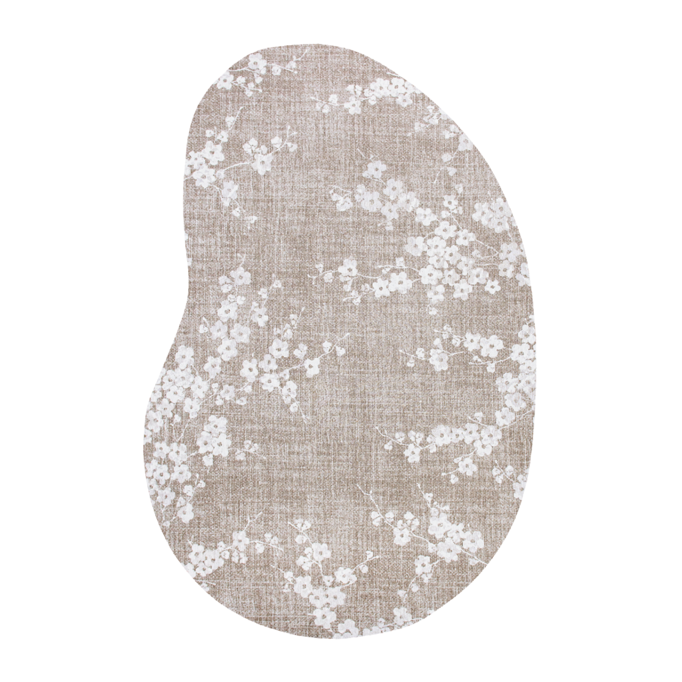 Ovaler Teppich SAKURA beige mit Weiß