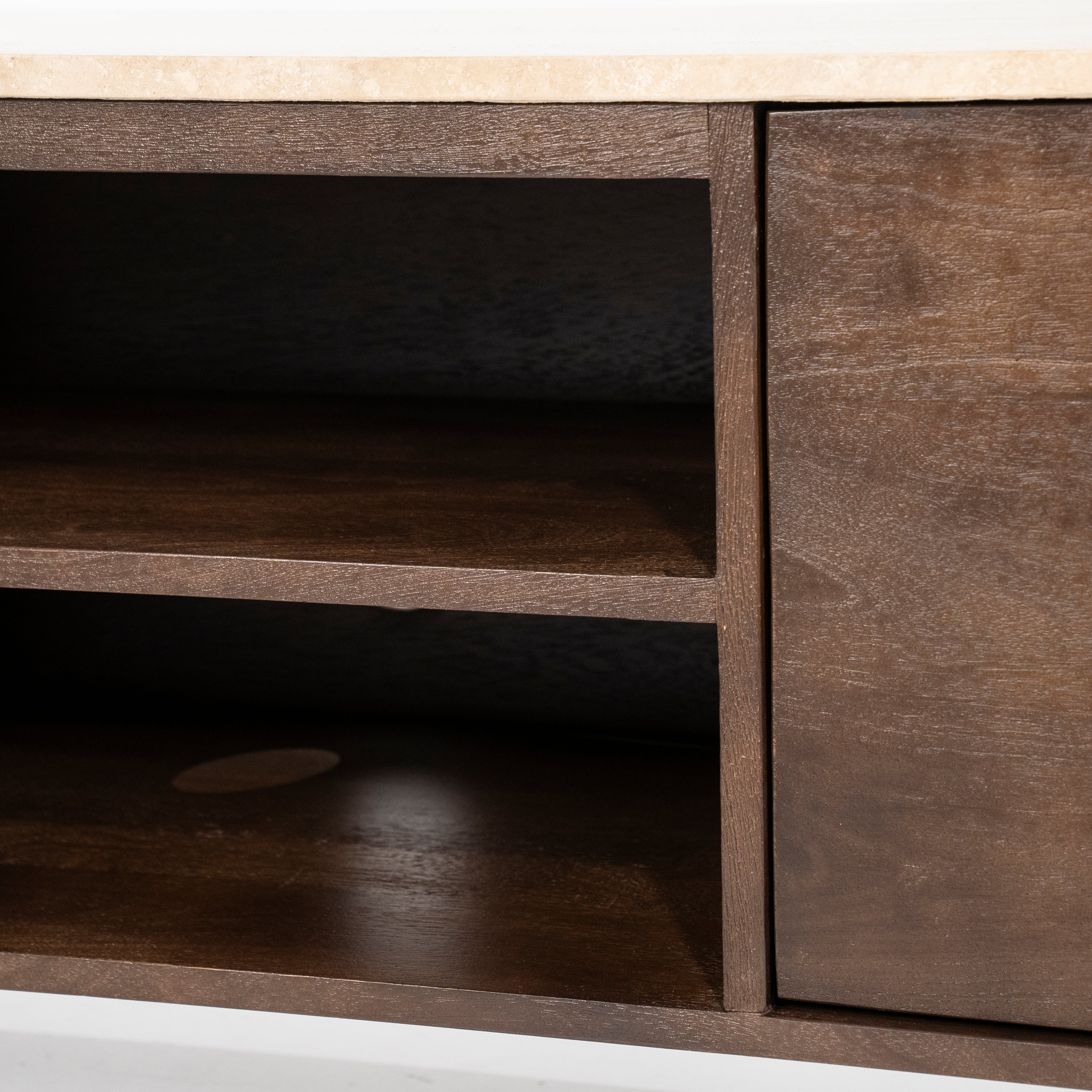 RTV-Sideboard LIO braunes Mangoholz mit Travertin
