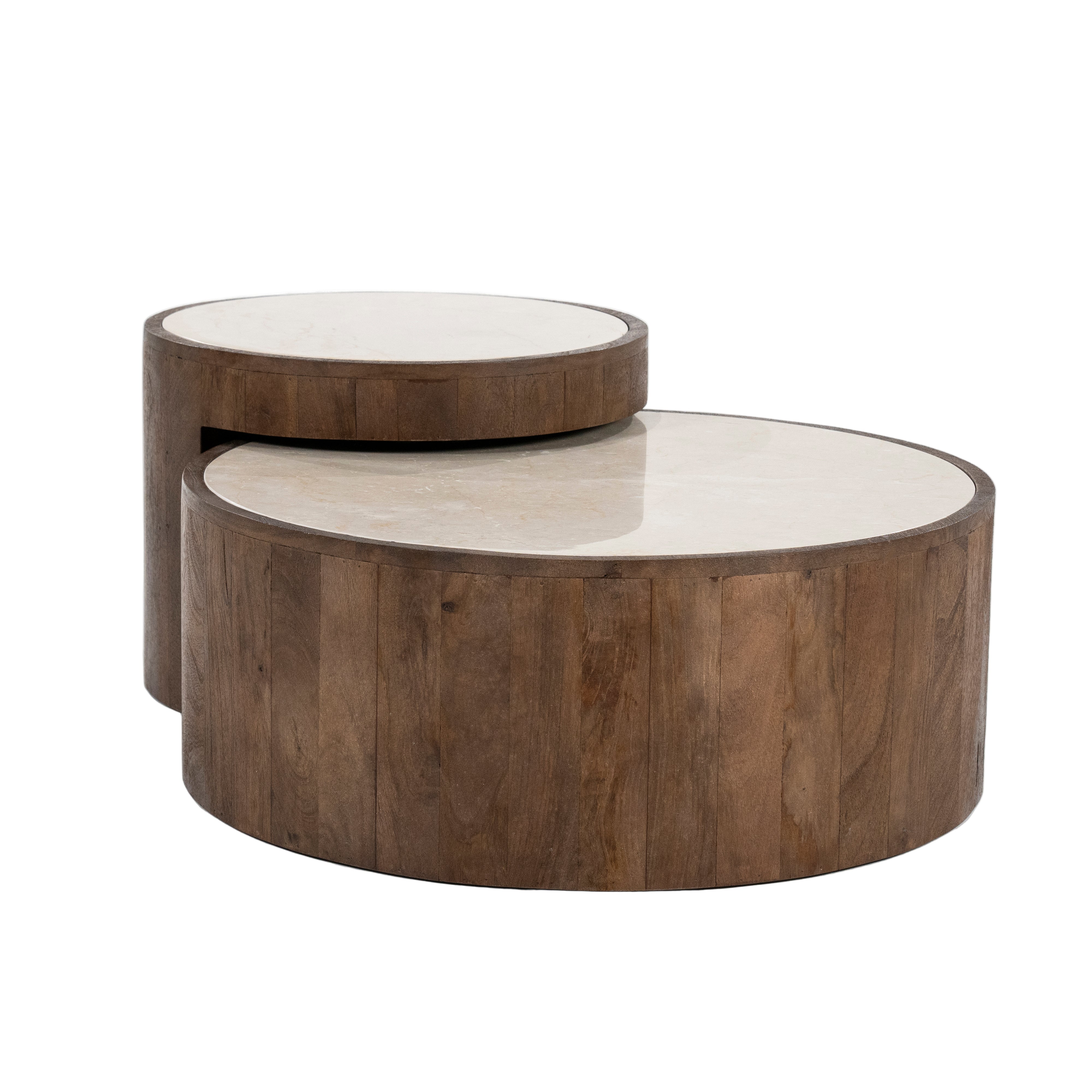 HAZEL Table Set Dark Brown Mango Wood with Marble Top