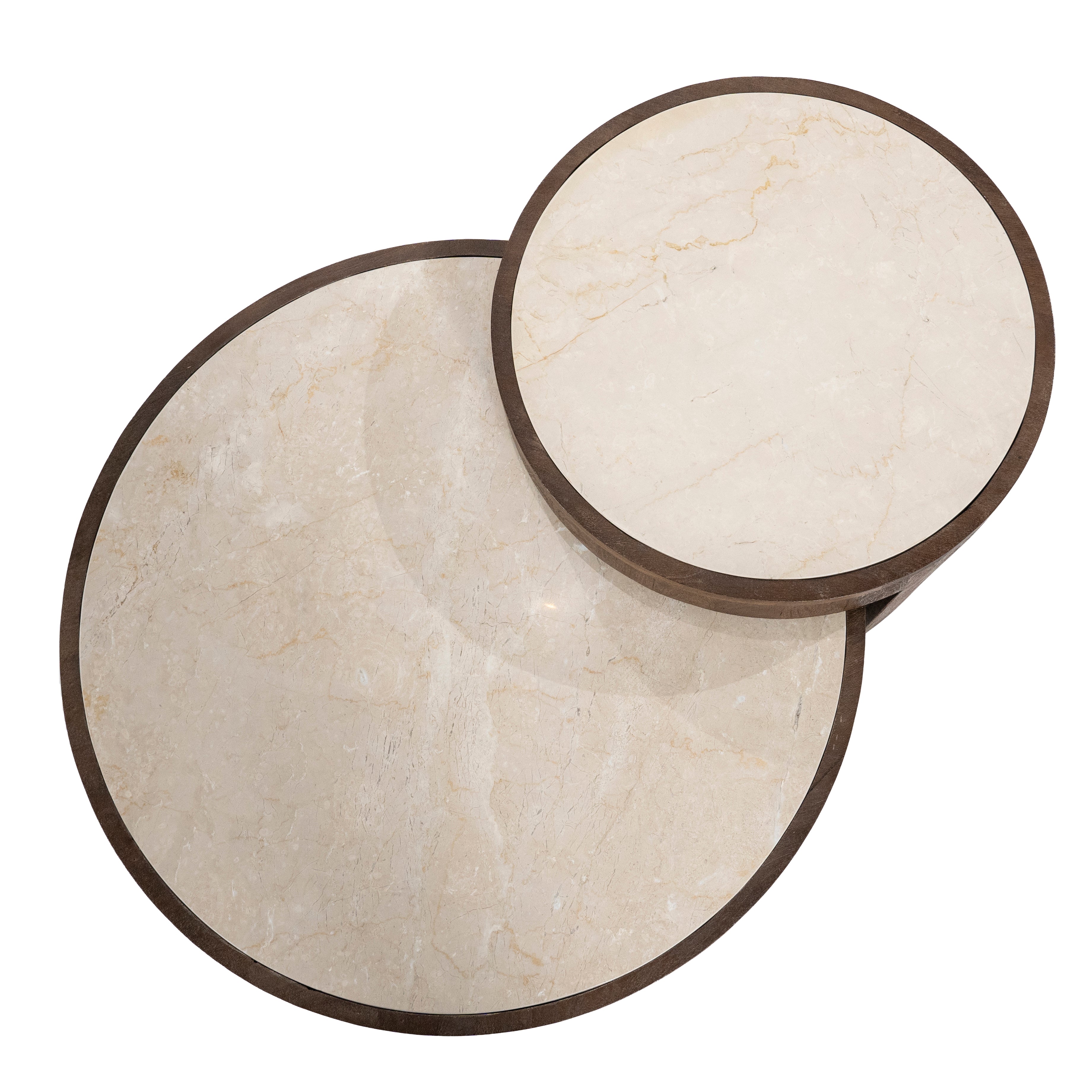HAZEL Table Set Dark Brown Mango Wood with Marble Top