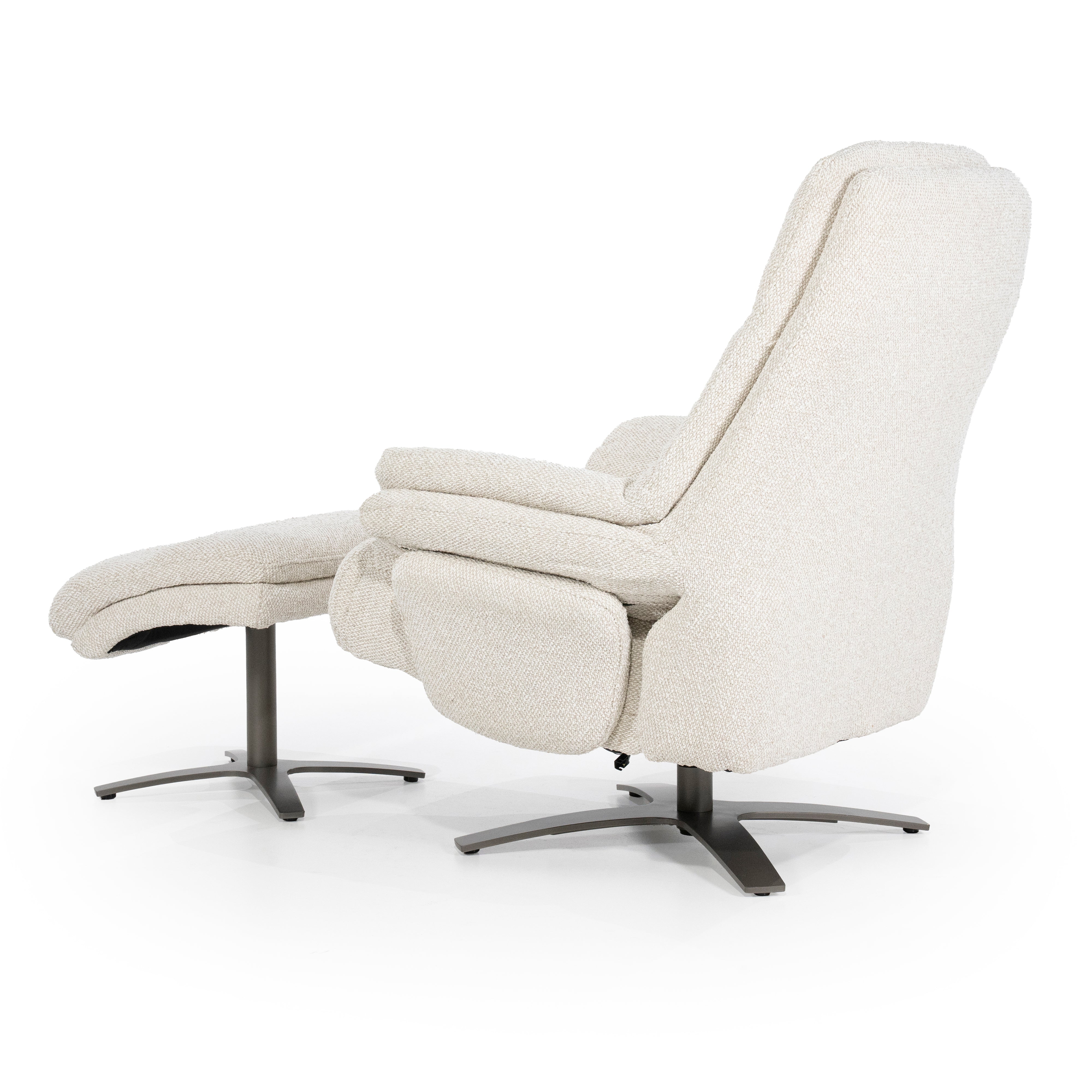 Sessel mit Fußstütze CALEB beige mit schwarzem Gestell