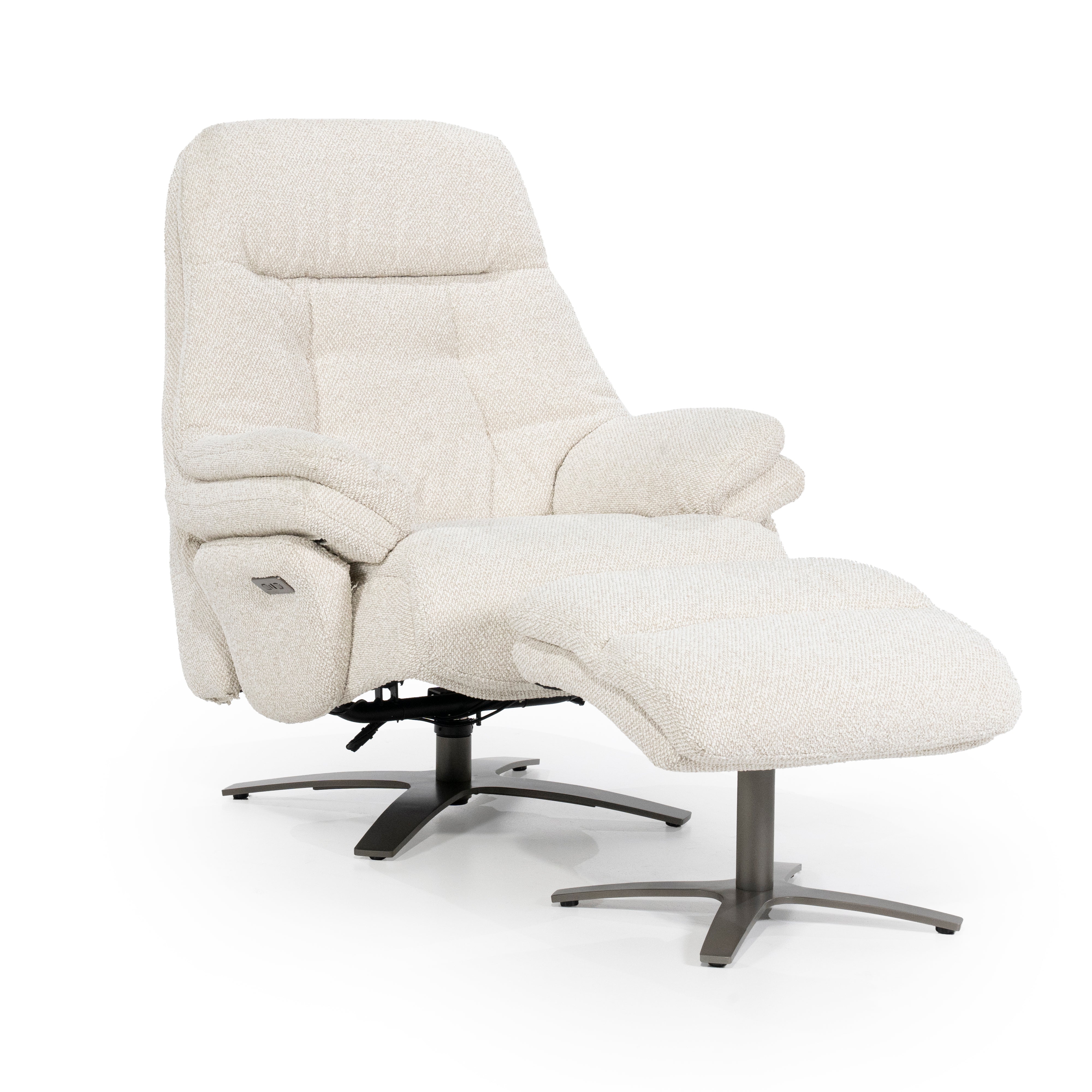 Sessel mit Fußstütze CALEB beige mit schwarzem Gestell
