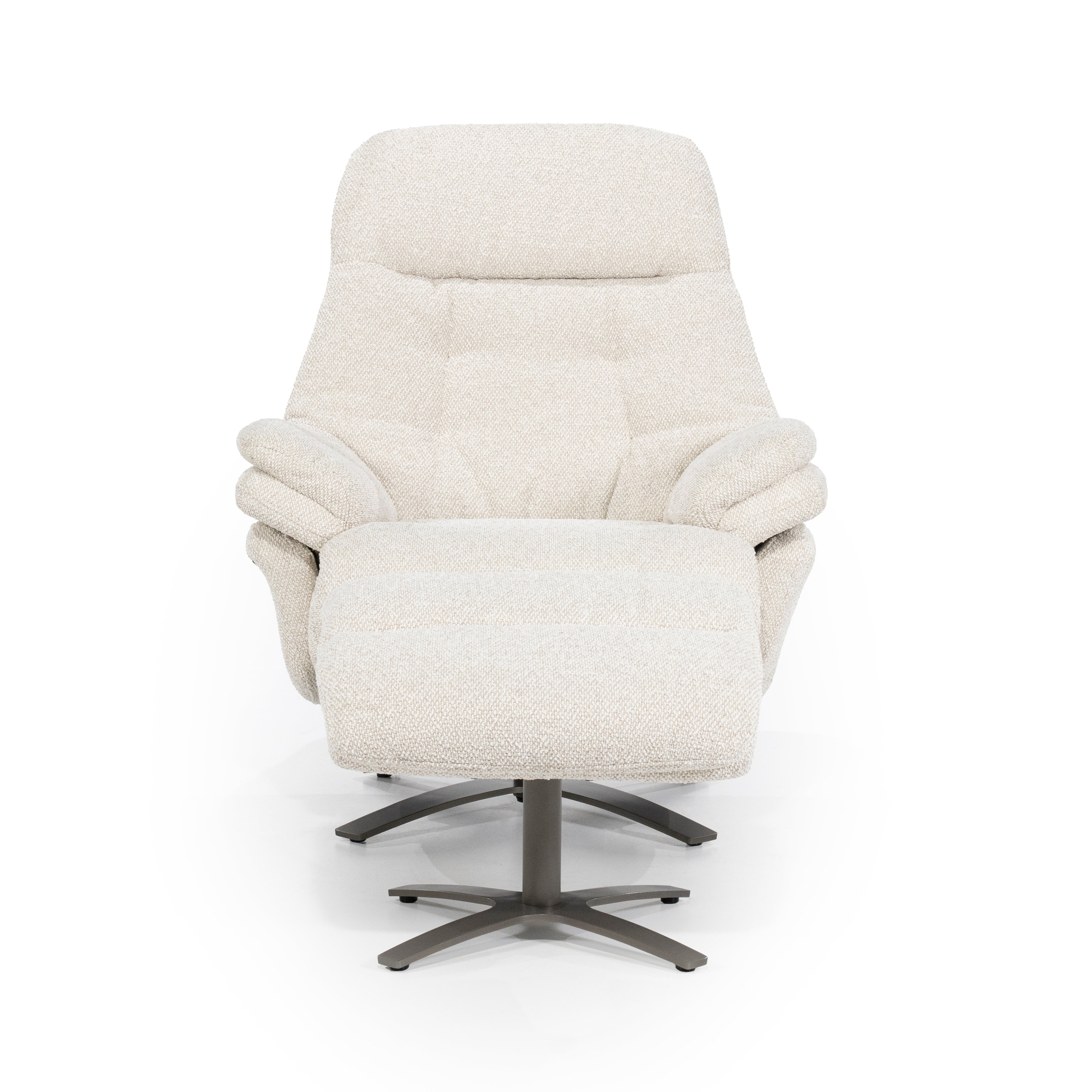 Sessel mit Fußstütze CALEB beige mit schwarzem Gestell