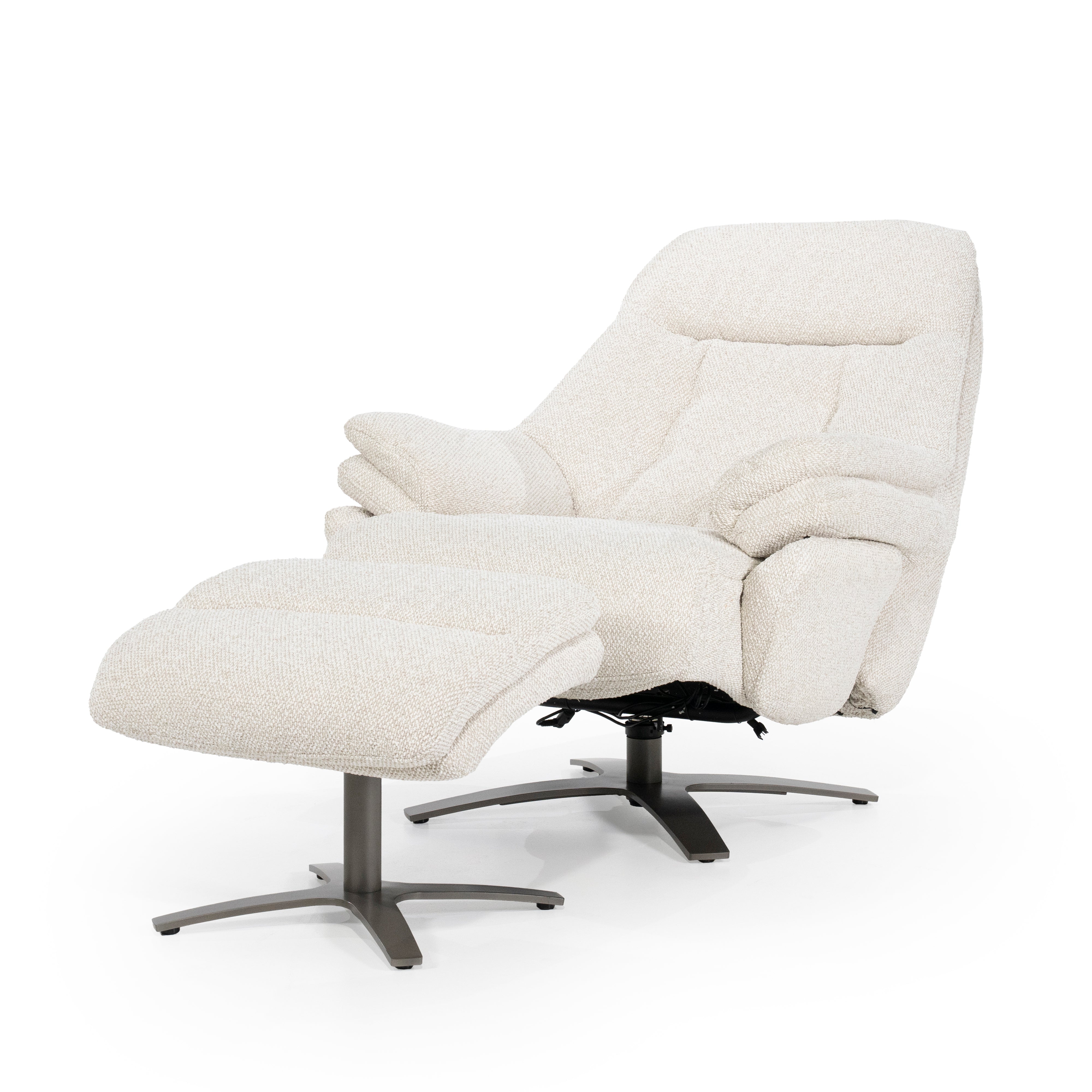 Sessel mit Fußstütze CALEB beige mit schwarzem Gestell