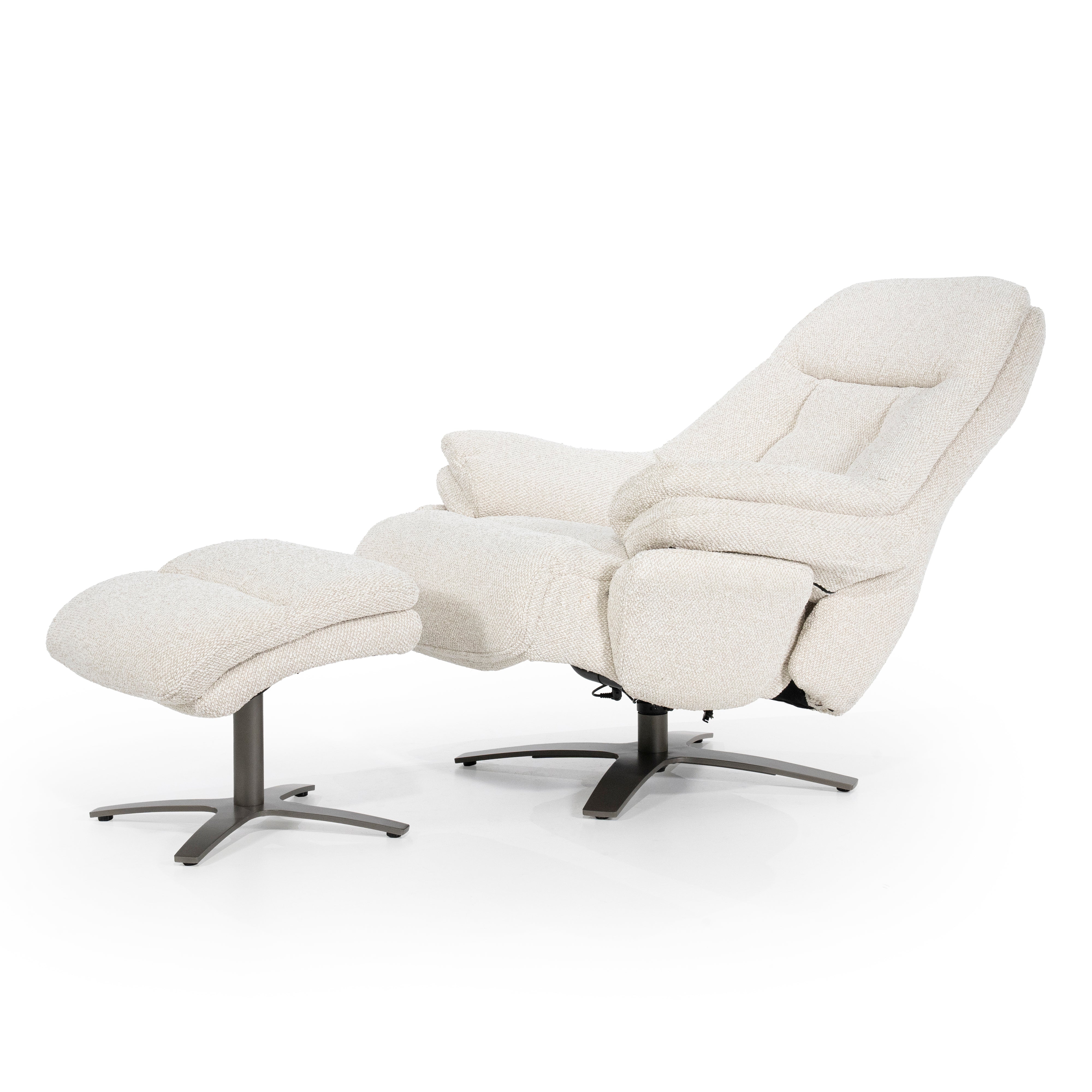 Sessel mit Fußstütze CALEB beige mit schwarzem Gestell