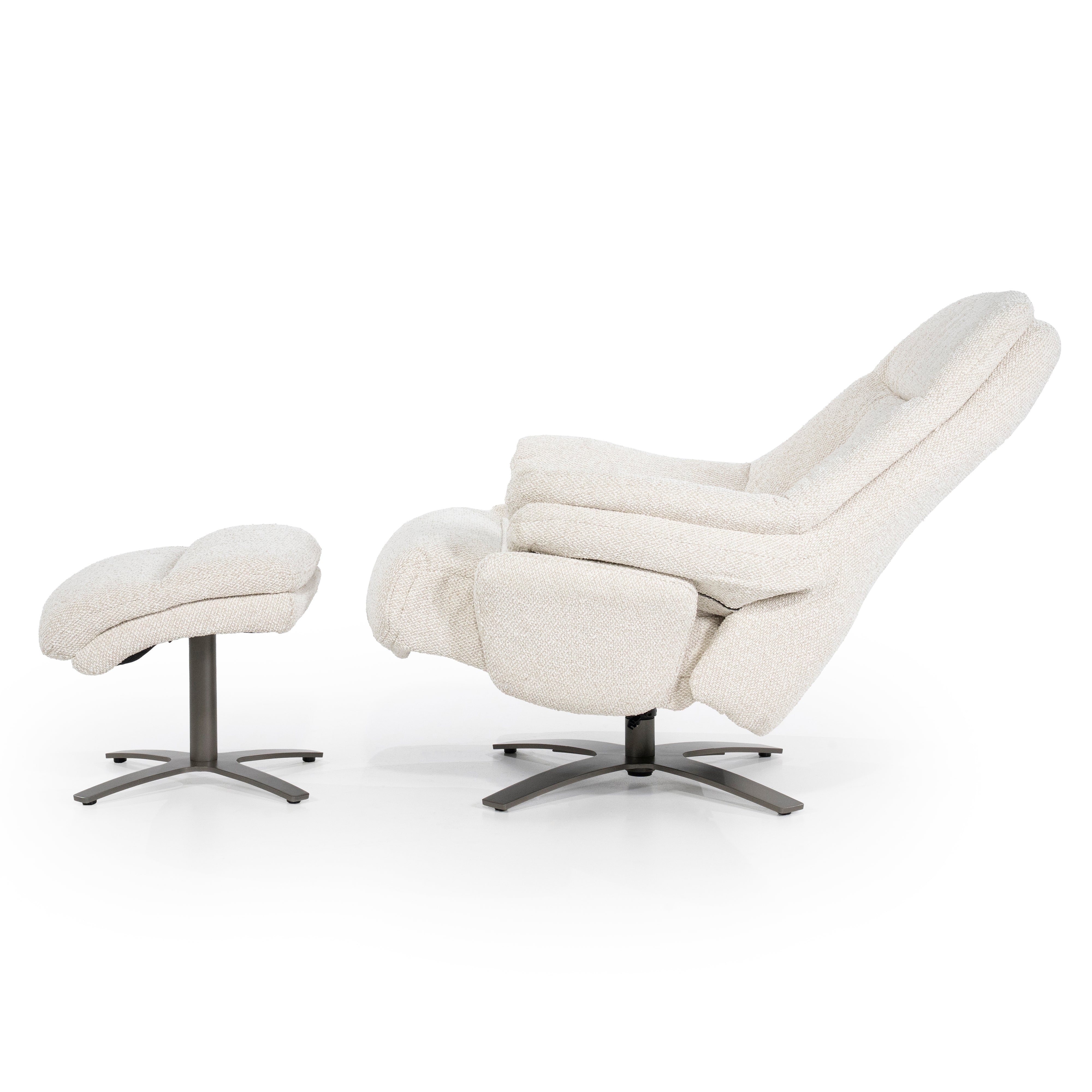 Sessel mit Fußstütze CALEB beige mit schwarzem Gestell
