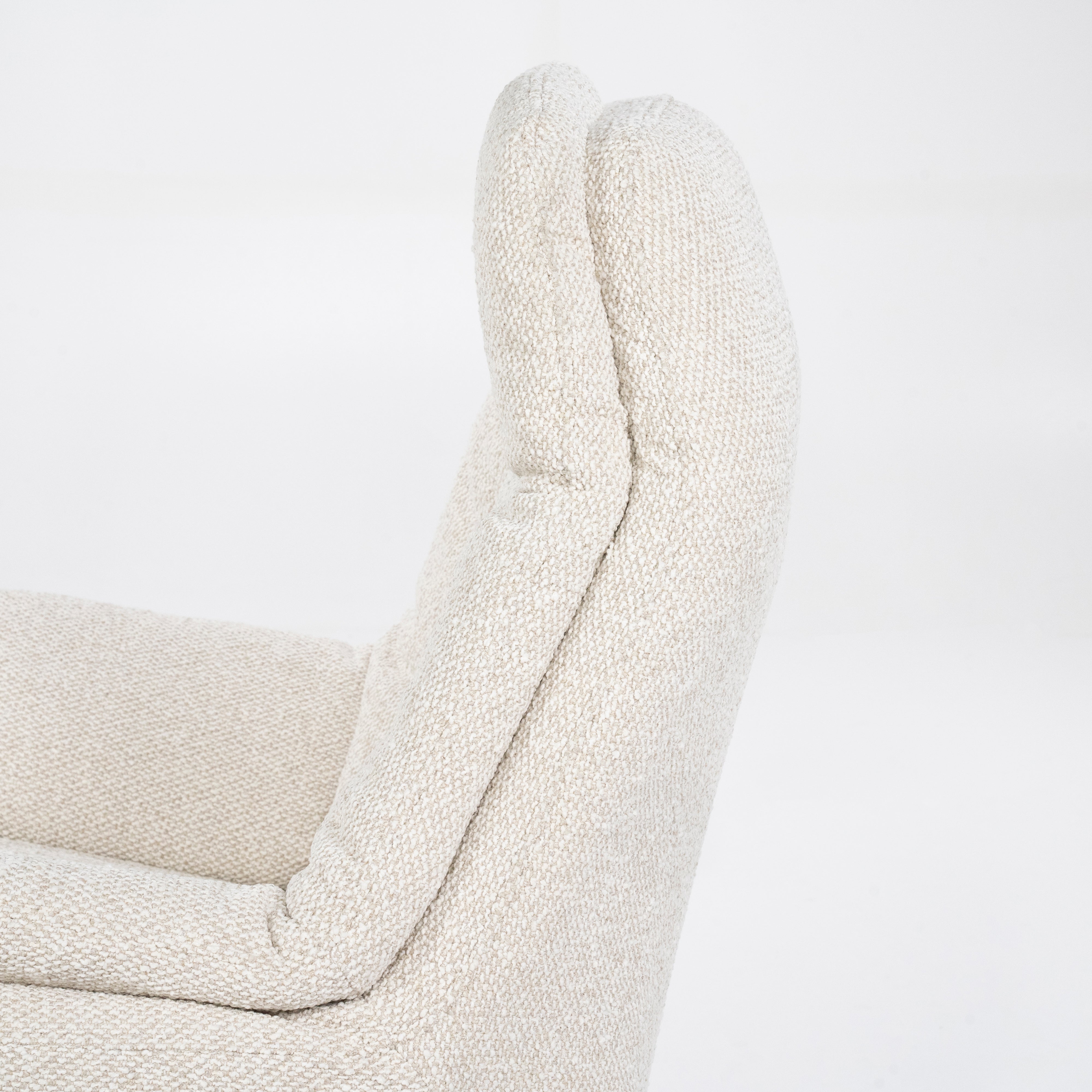 Sessel mit Fußstütze CALEB beige mit schwarzem Gestell
