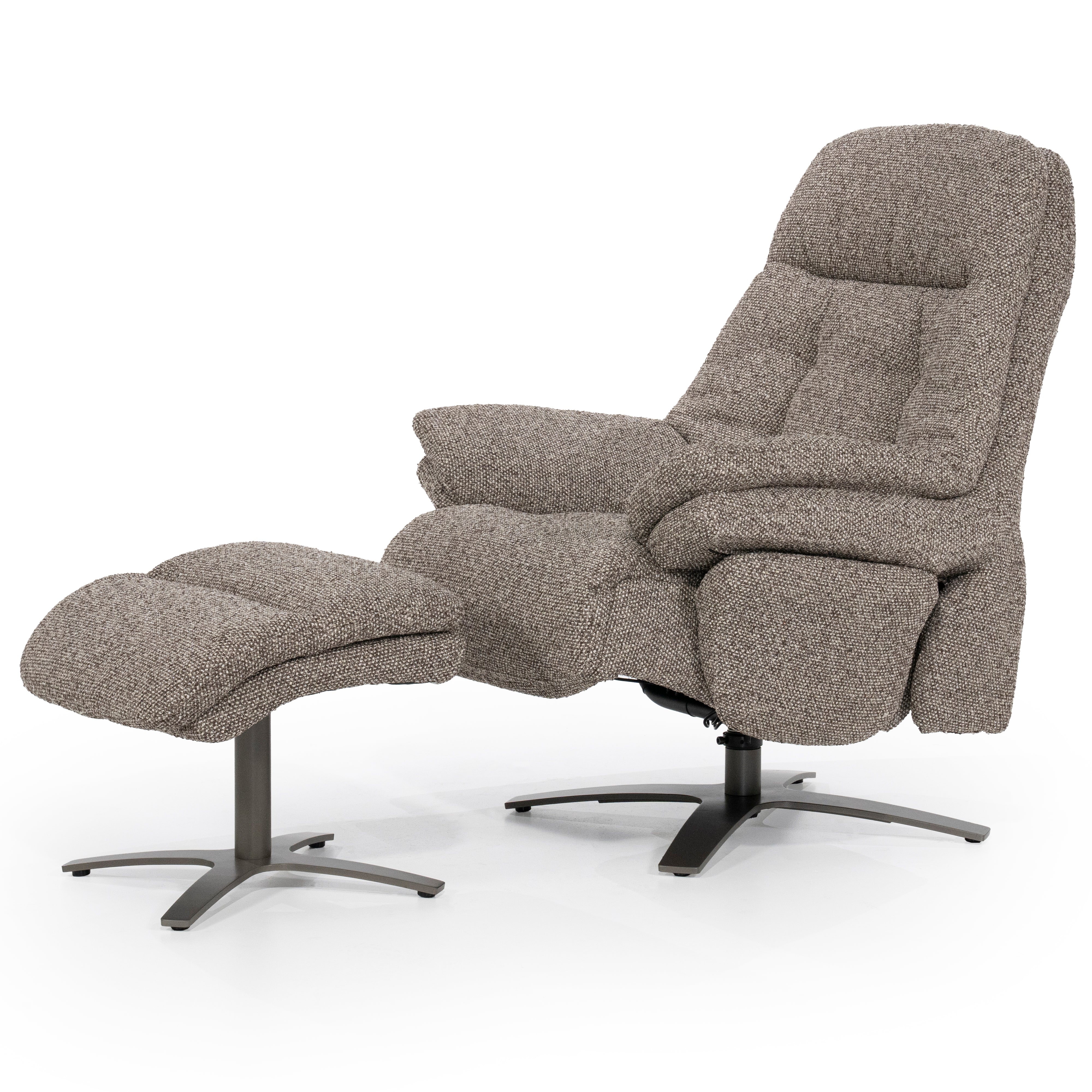 Sessel mit Fußstütze CALEB dunkelbeige mit schwarzem Gestell