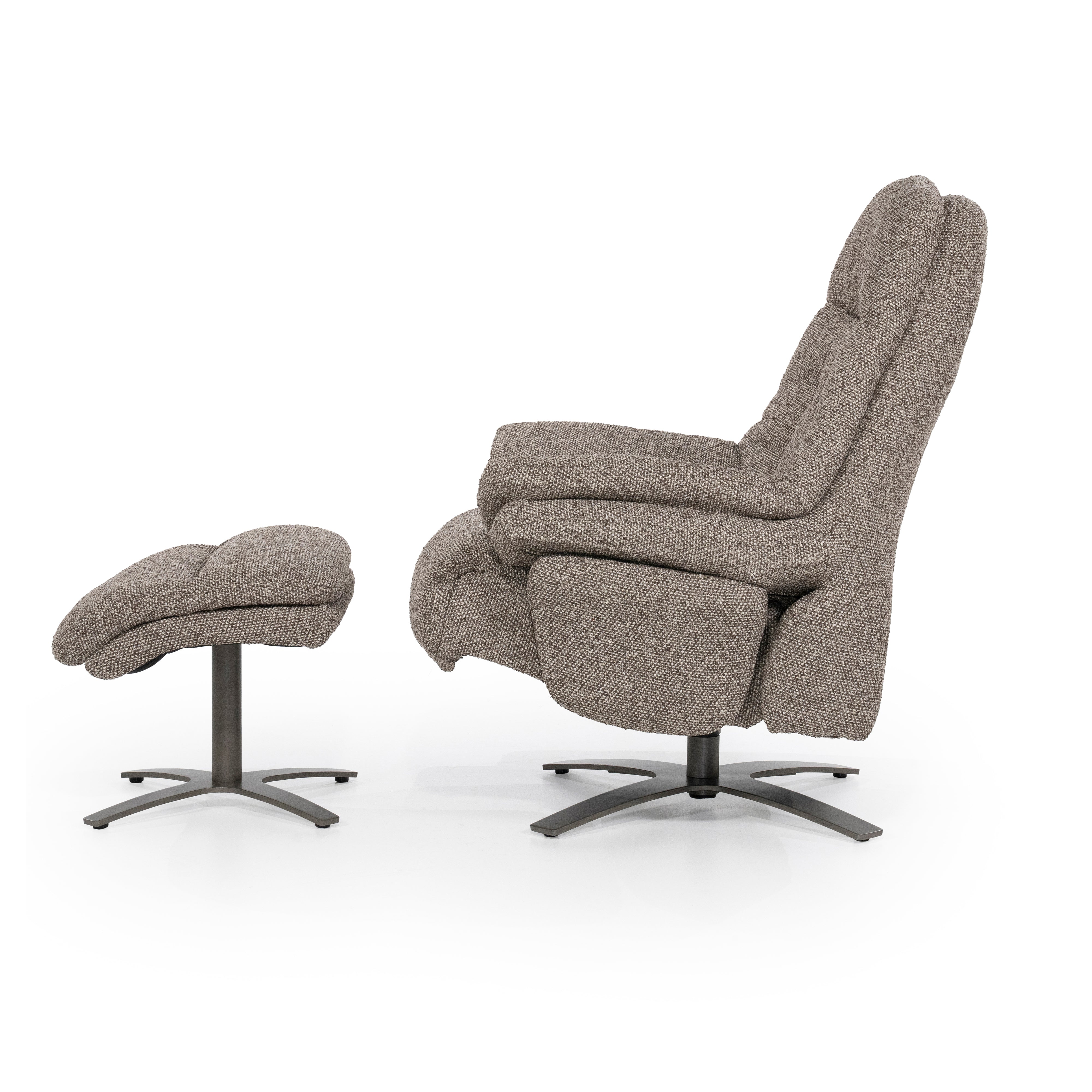 Sessel mit Fußstütze CALEB dunkelbeige mit schwarzem Gestell