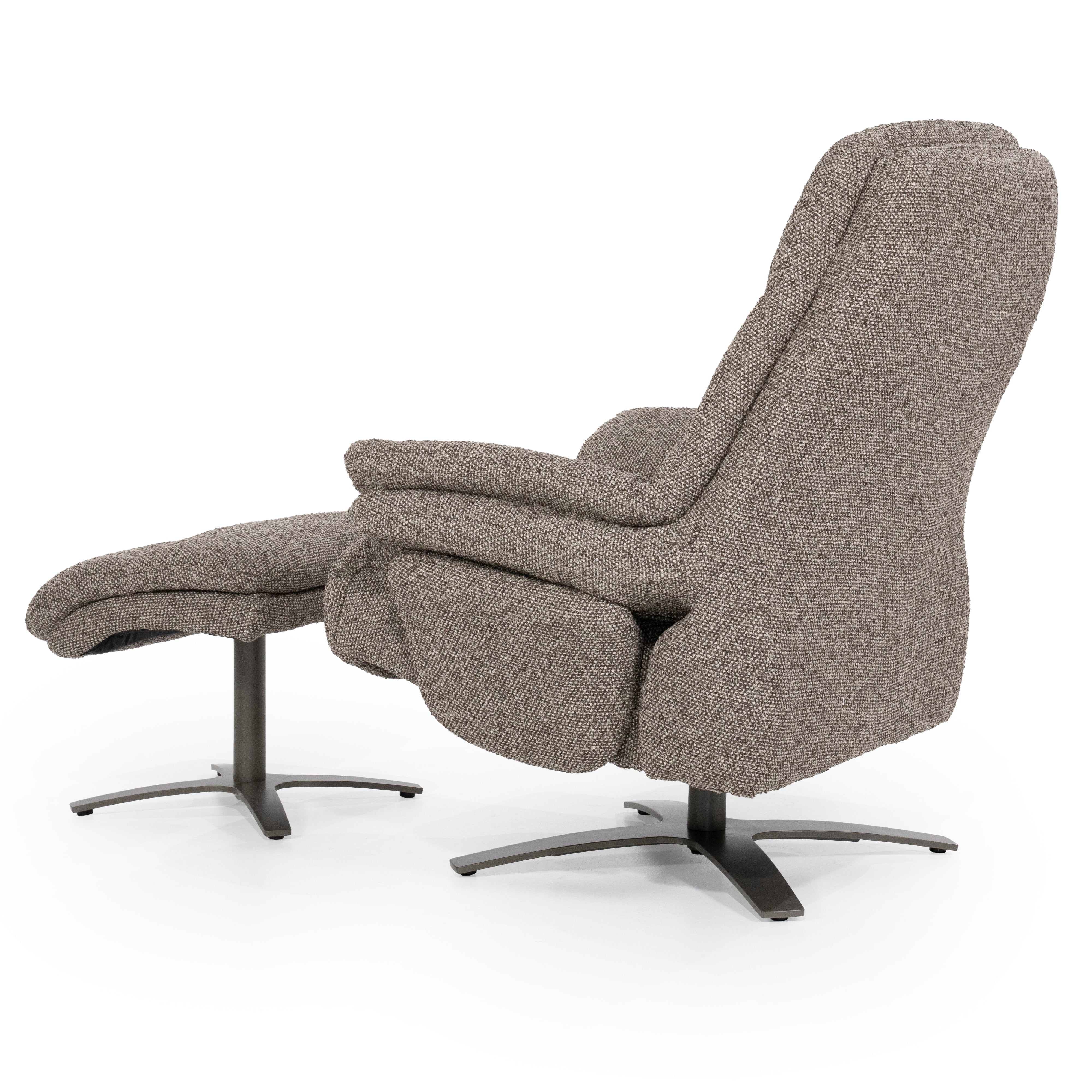 Sessel mit Fußstütze CALEB dunkelbeige mit schwarzem Gestell