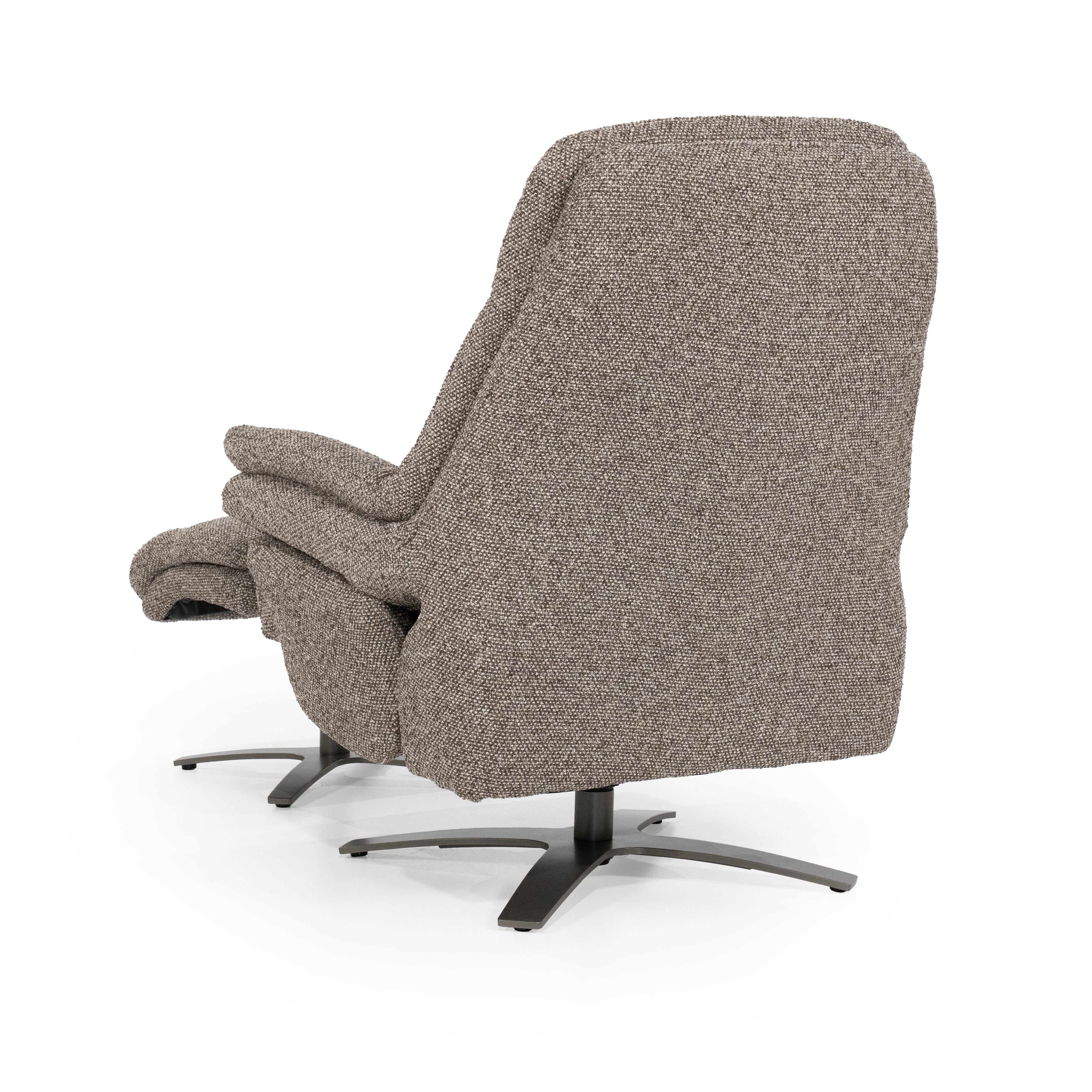 Sessel mit Fußstütze CALEB dunkelbeige mit schwarzem Gestell