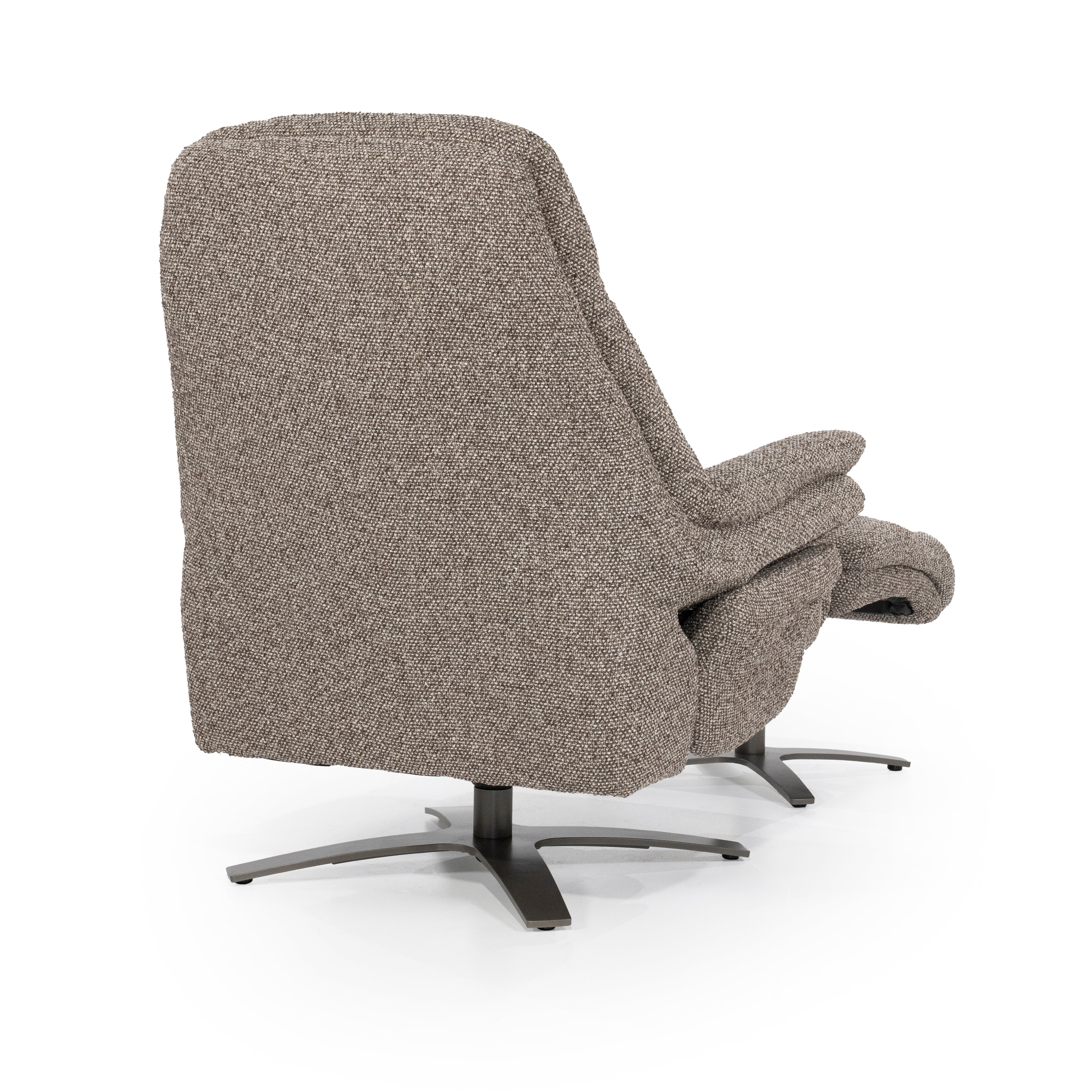 Sessel mit Fußstütze CALEB dunkelbeige mit schwarzem Gestell