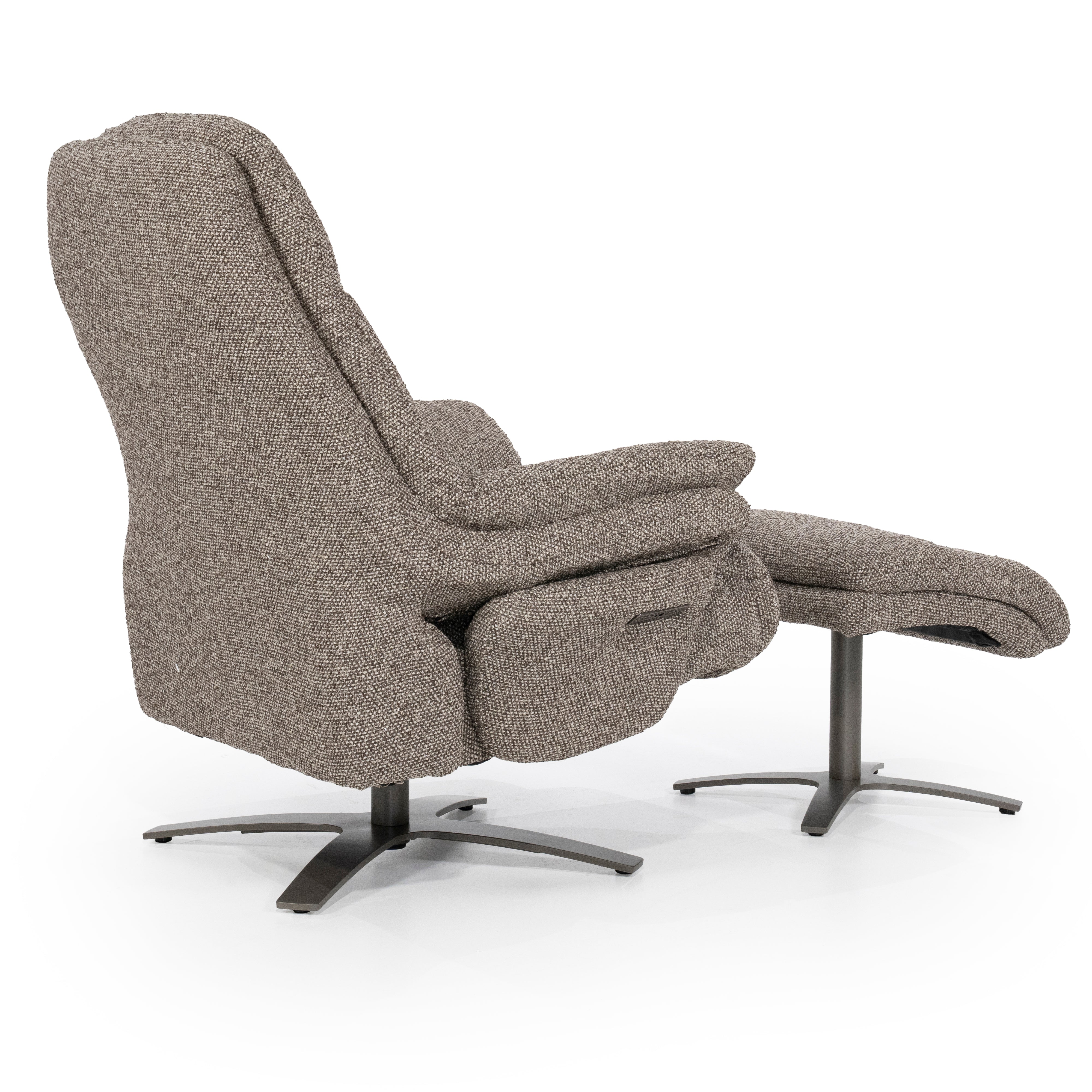 Sessel mit Fußstütze CALEB dunkelbeige mit schwarzem Gestell