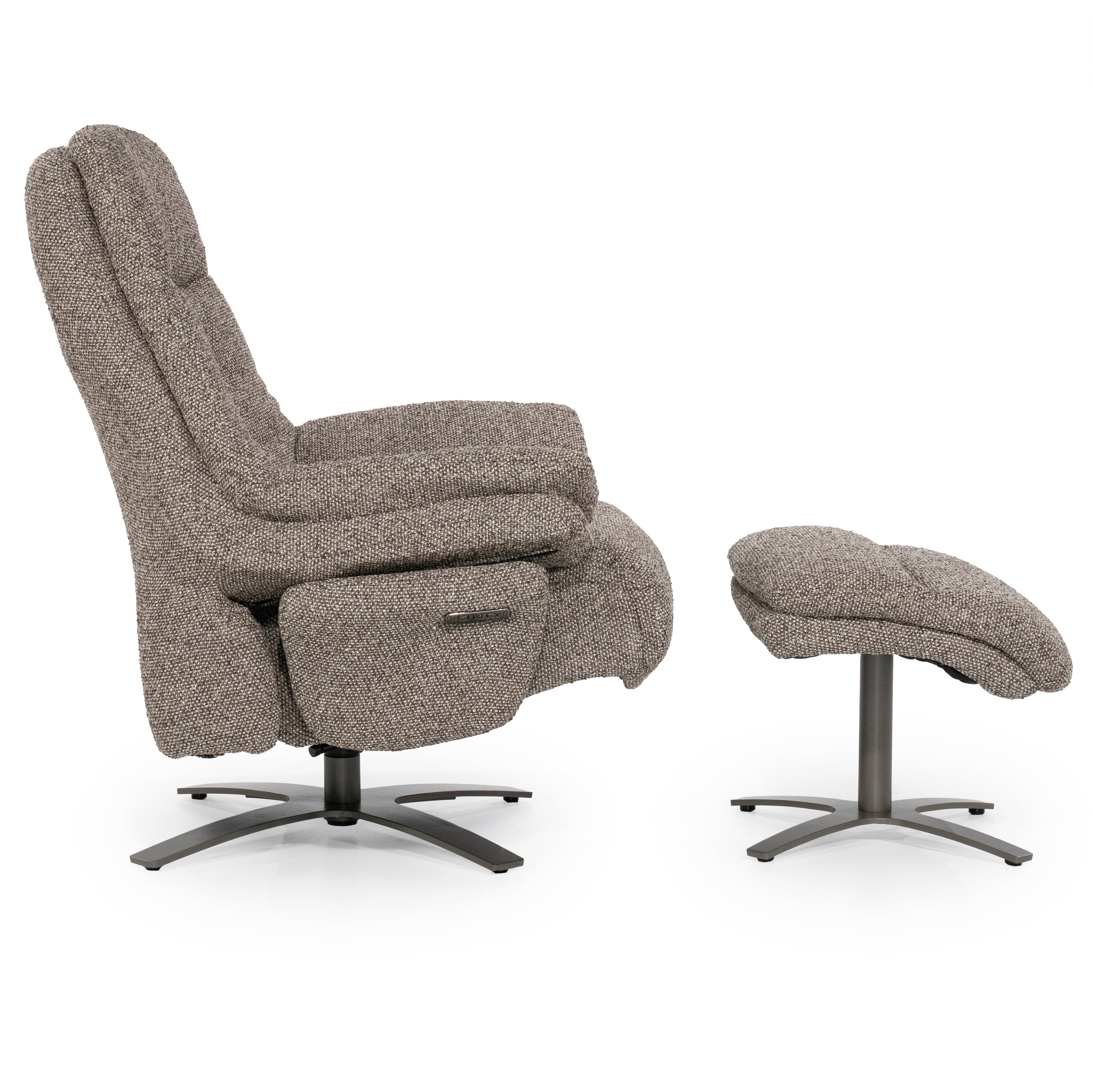 Sessel mit Fußstütze CALEB dunkelbeige mit schwarzem Gestell