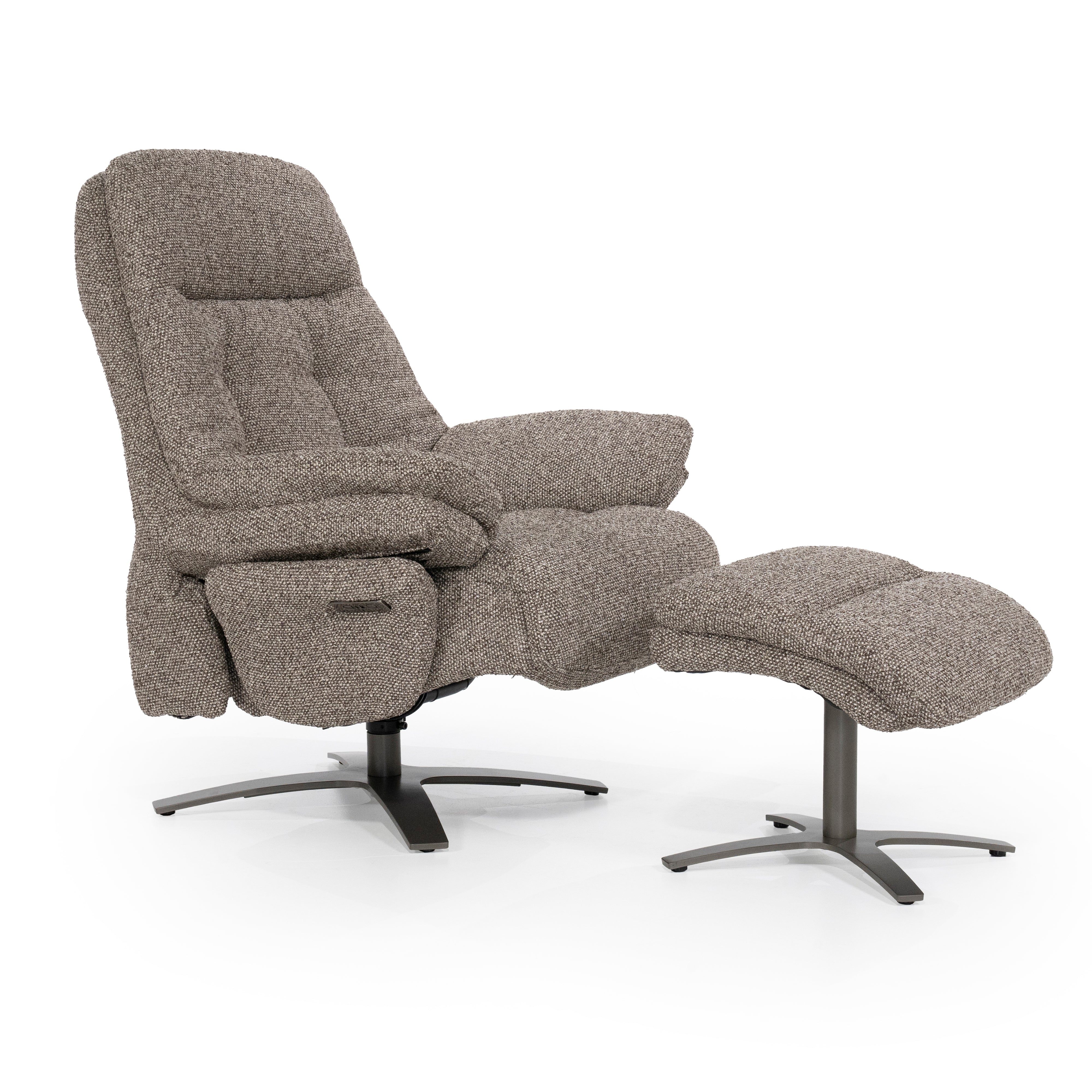 Sessel mit Fußstütze CALEB dunkelbeige mit schwarzem Gestell